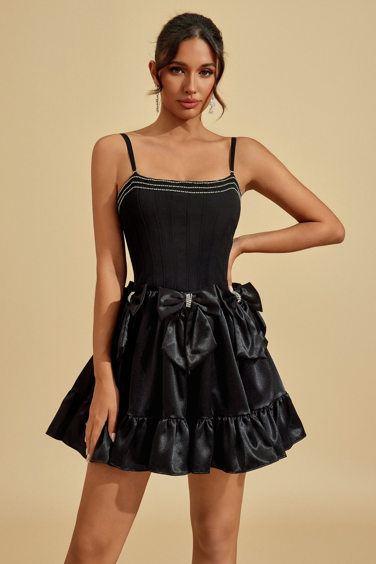 Regina Noir Bow Mini Dress