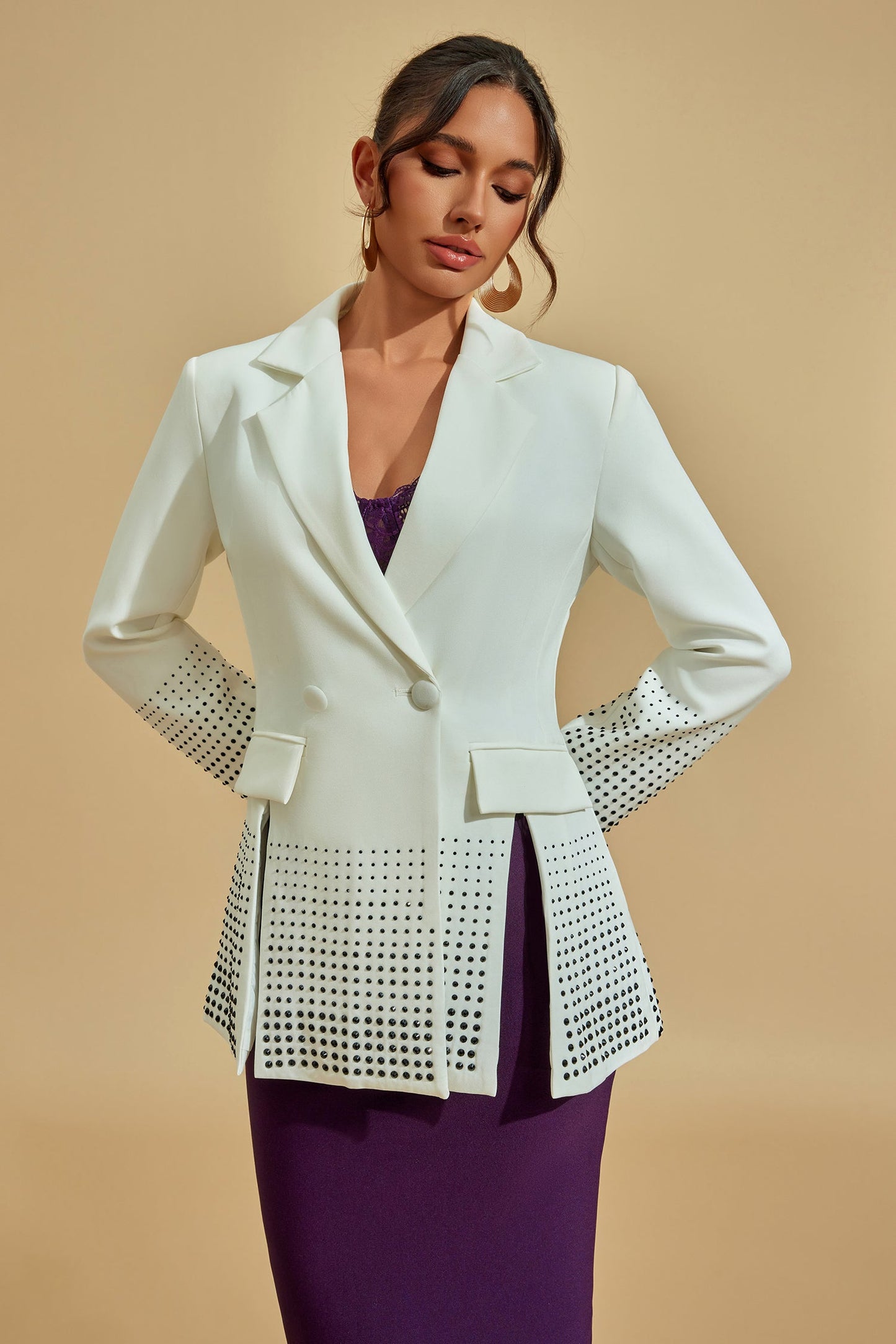 Ivy White Embellished Blazer