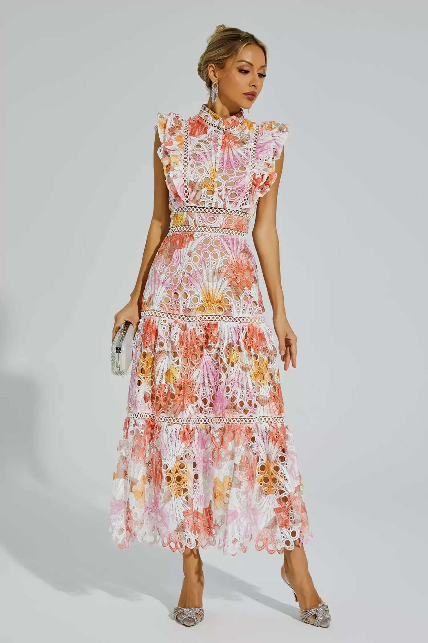 Ayleen Orange Hollow Sleeveless Maxi Dress