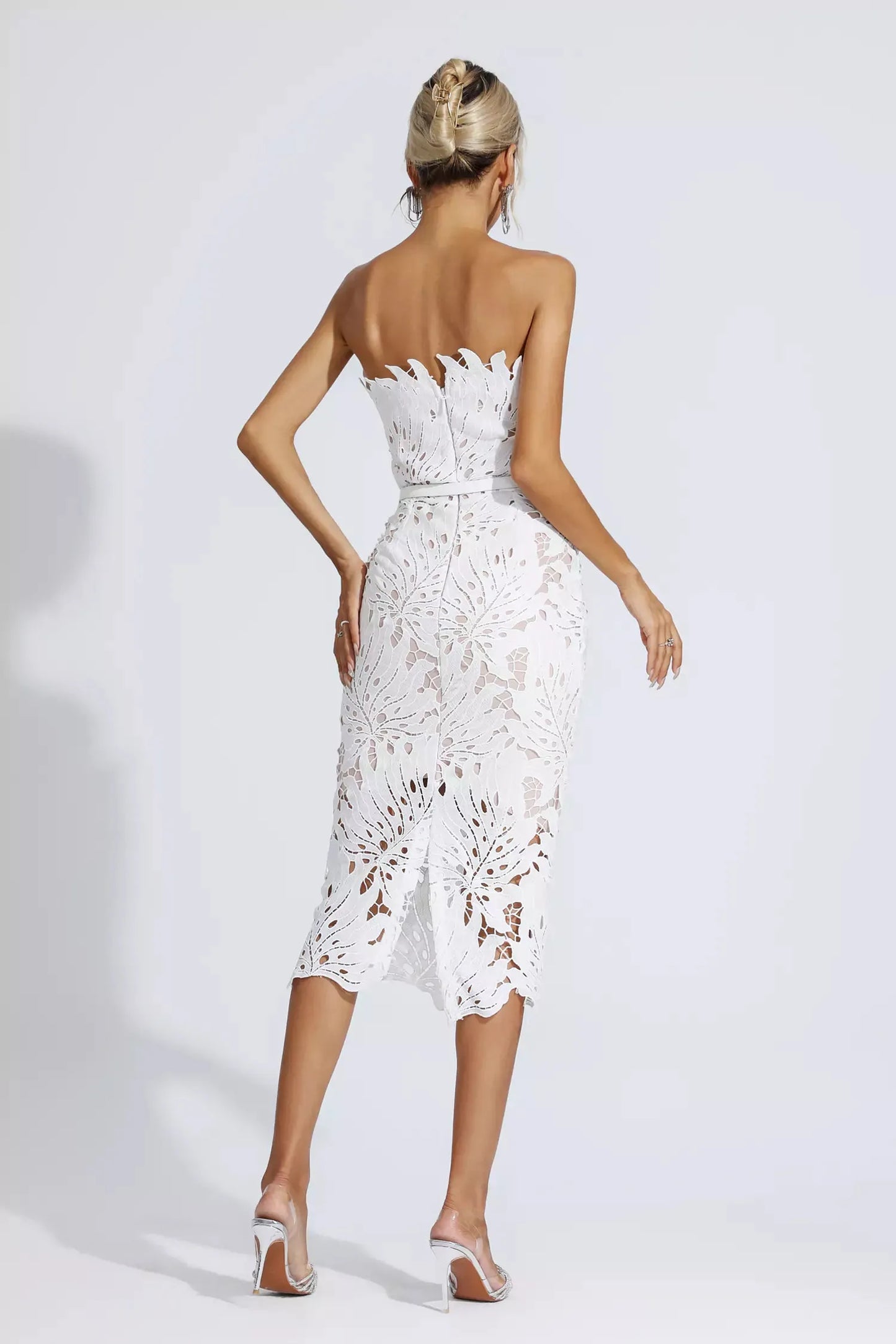 Jazlyn Black Floral Lace Midi Dress