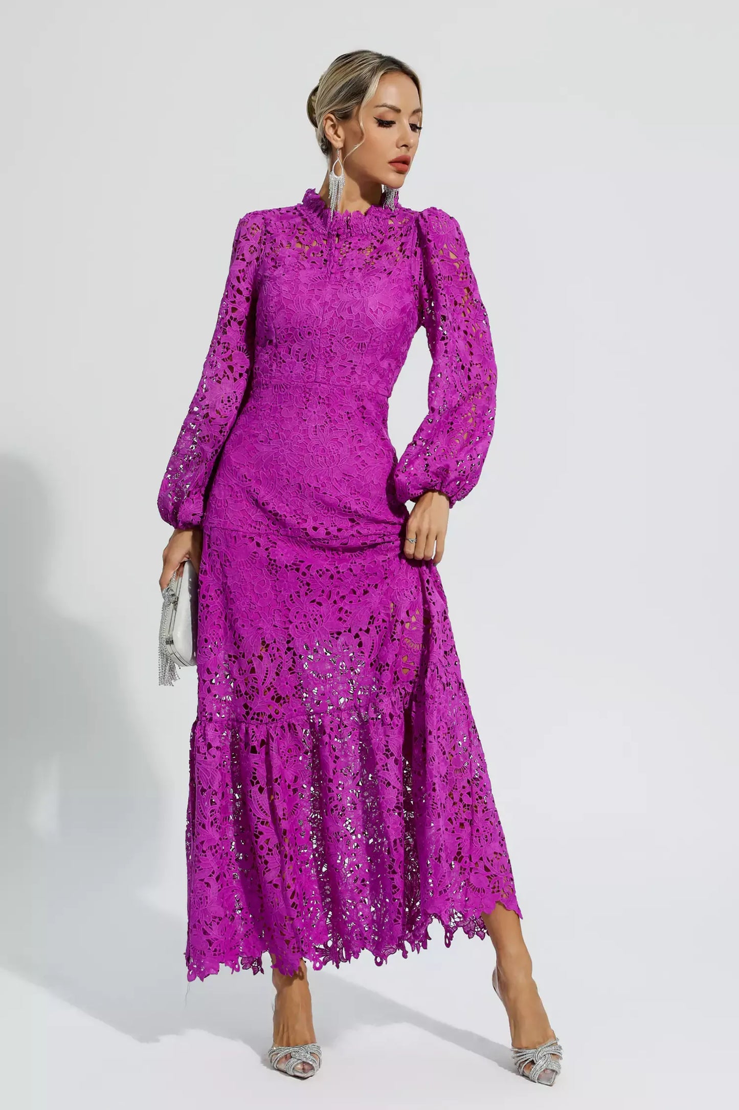 Julieta Purple Cut Out Long Sleeve Maxi Dress