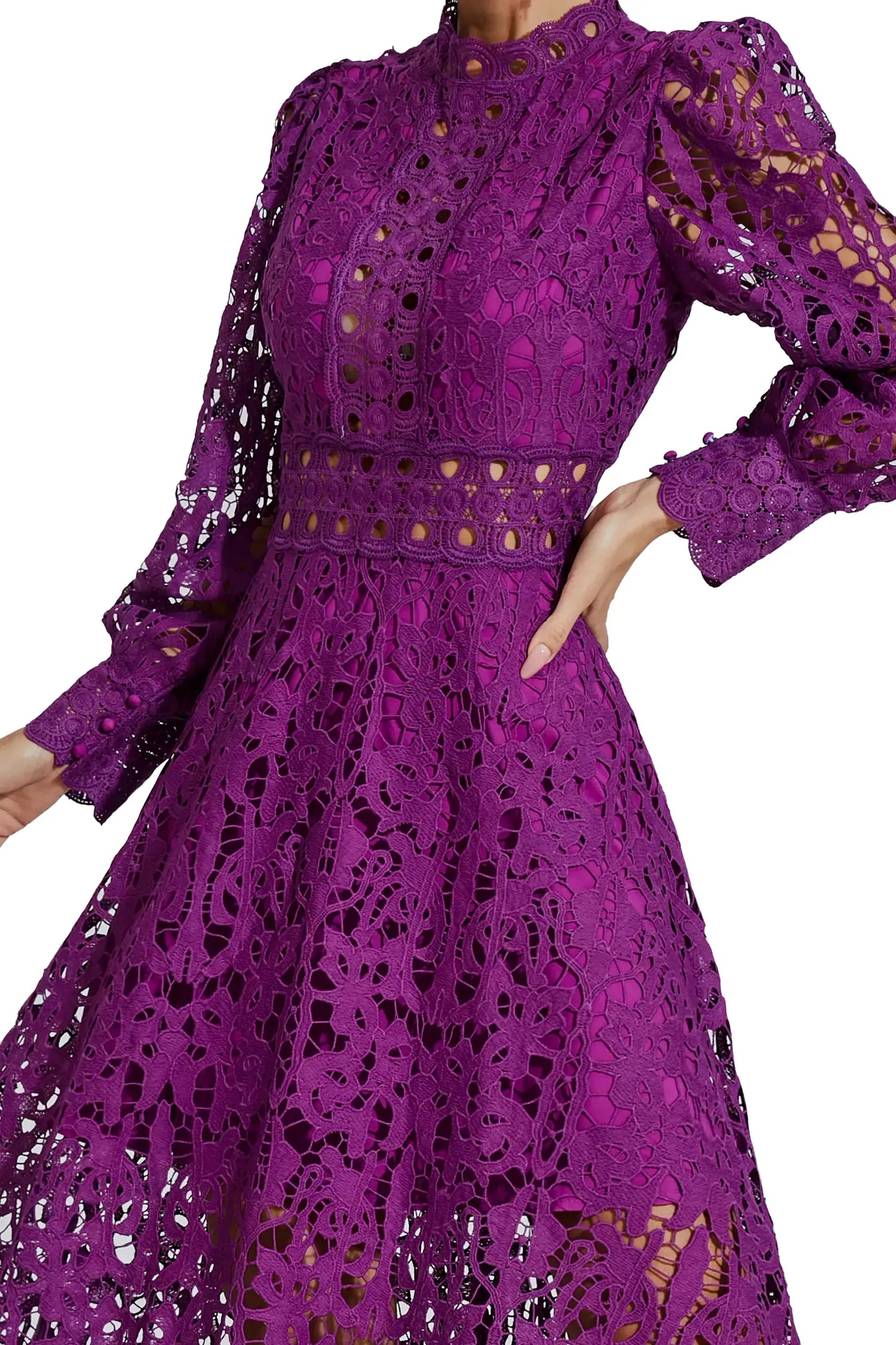 Kenzie Purple Lace Cutout Maxi Dress