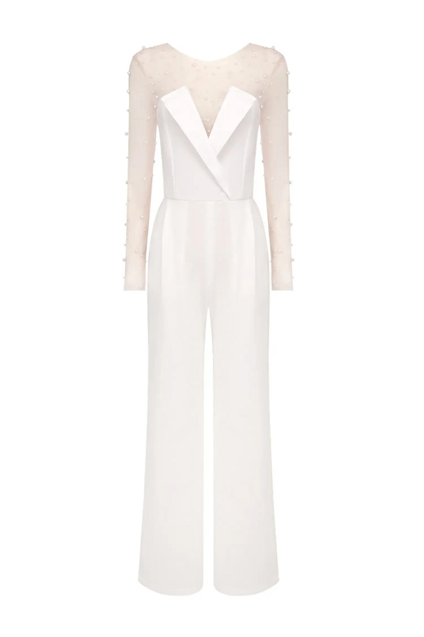 Dobbin White Mesh Bodice Jumpsuit