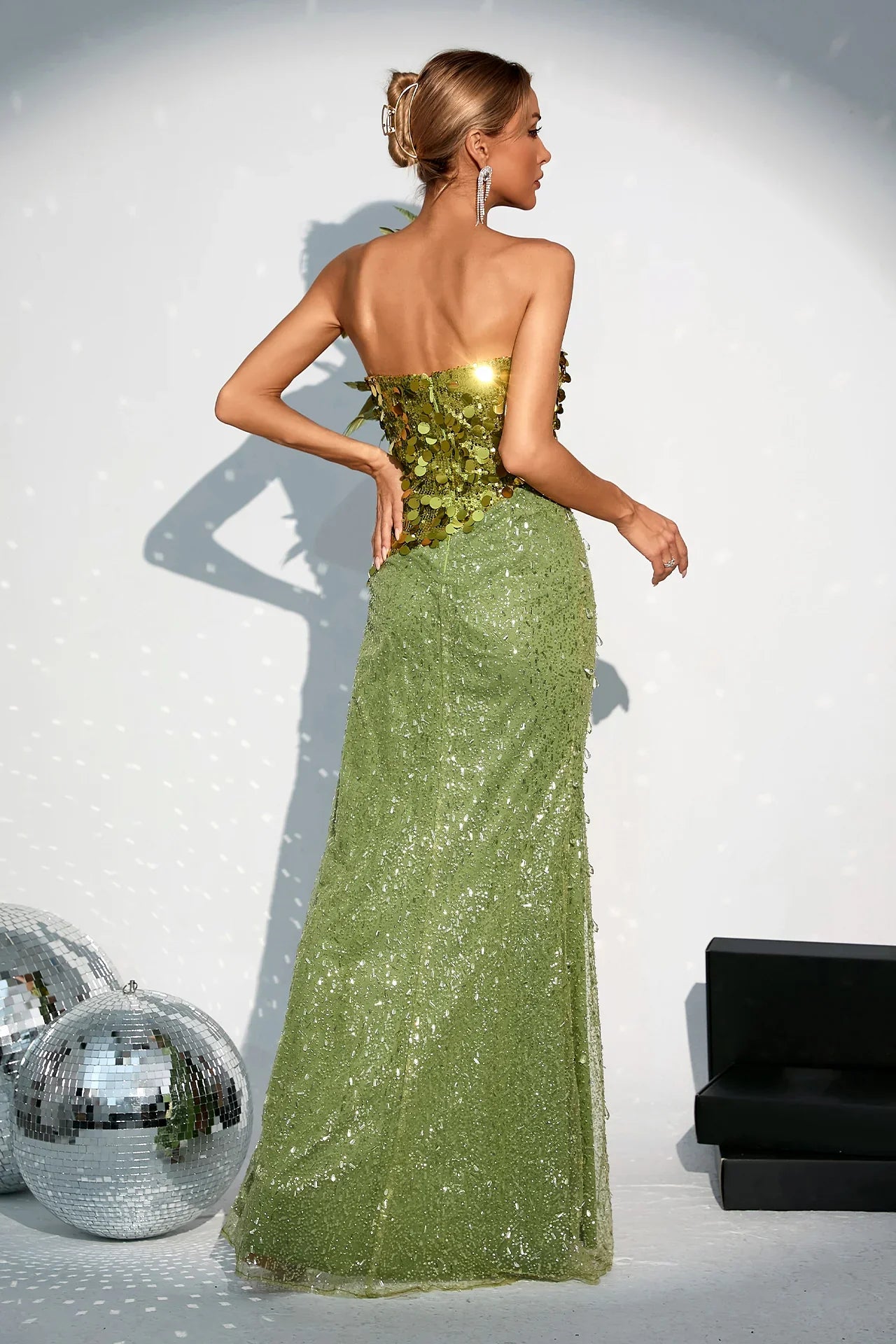 Gemma Green Sequined Maxi Dress