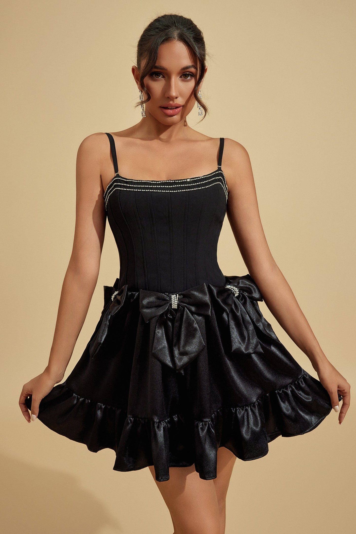 Regina Noir Bow Mini Dress