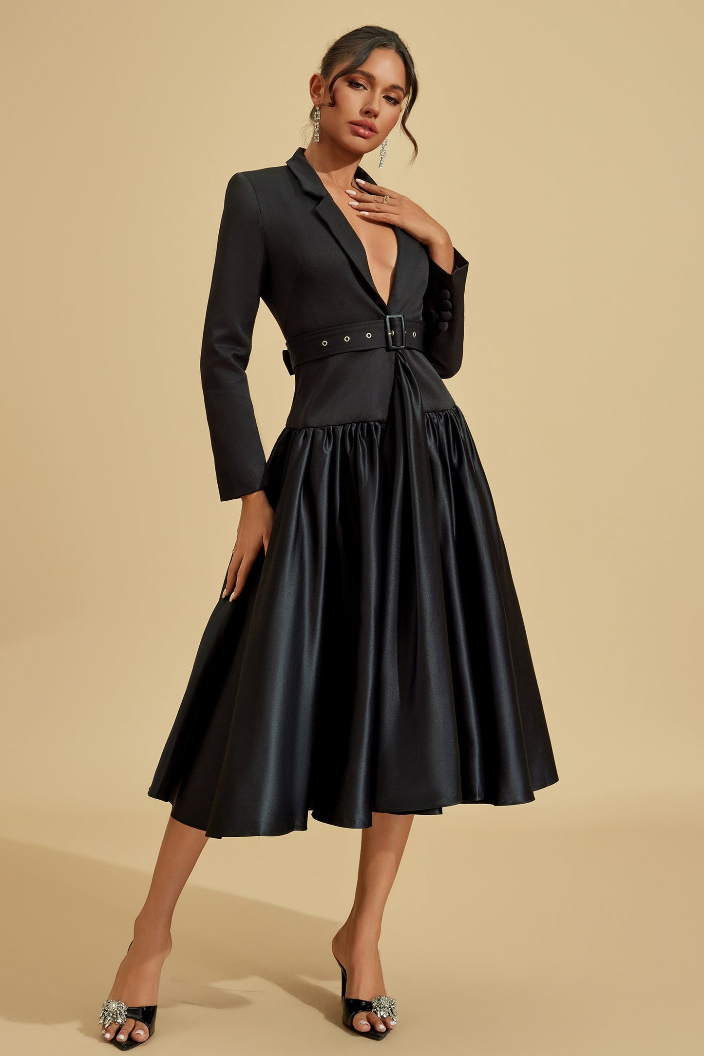 Catherine Noir Blazer Midi Dress