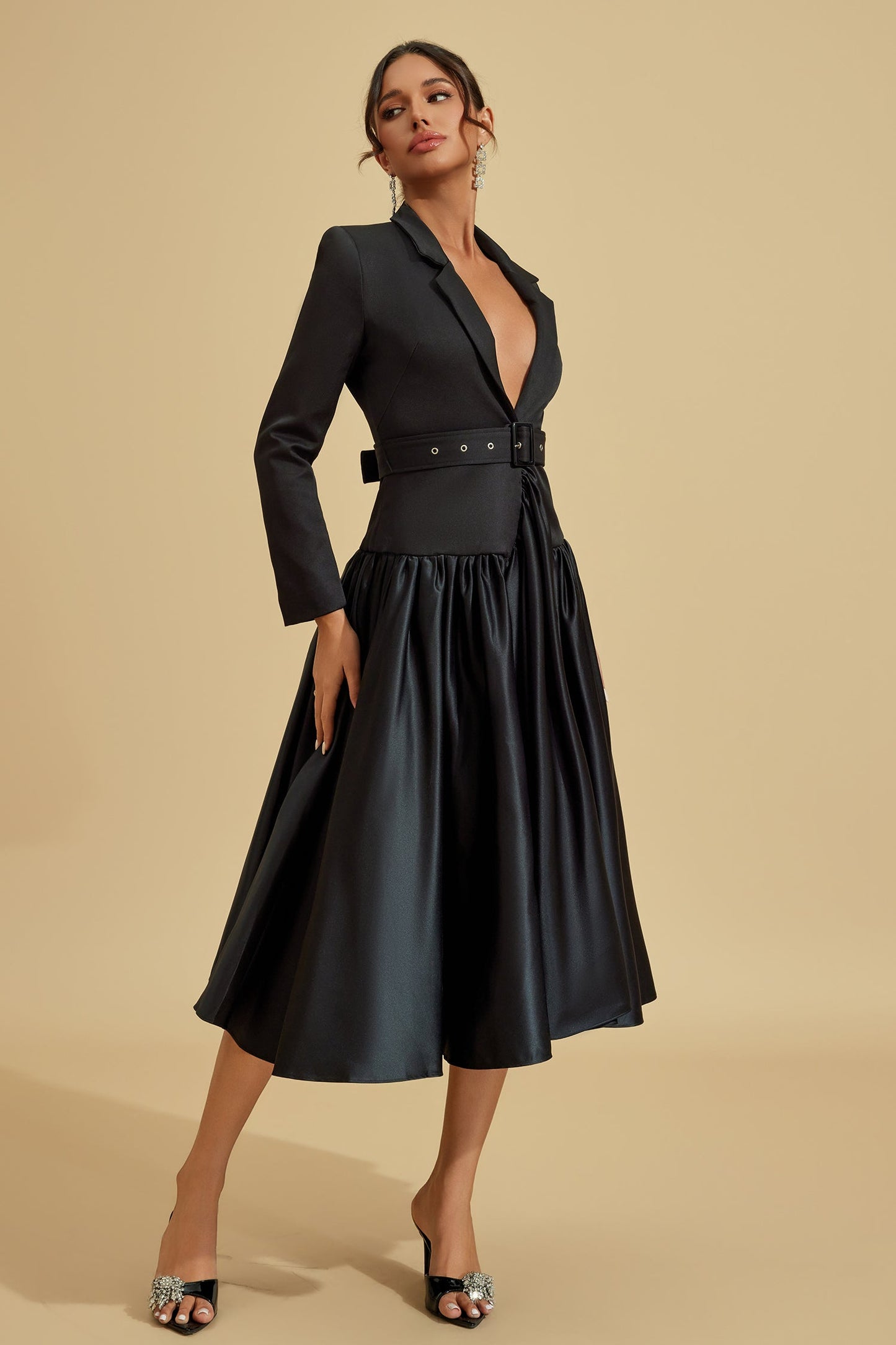 Catherine Noir Blazer Midi Dress