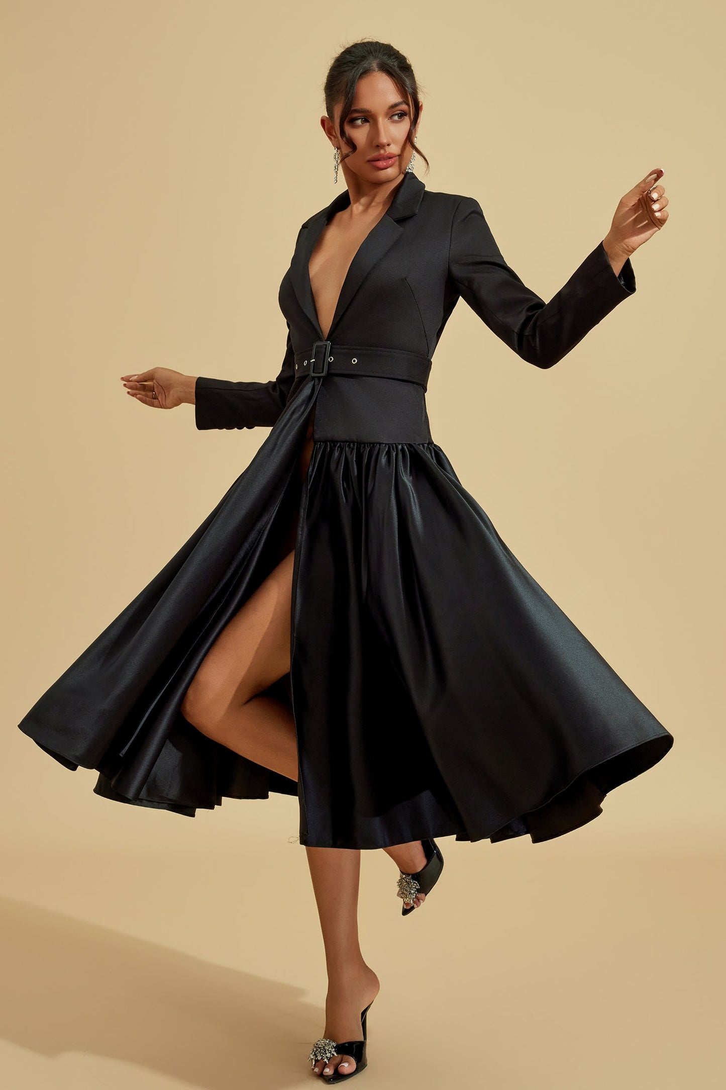 Catherine Noir Blazer Midi Dress