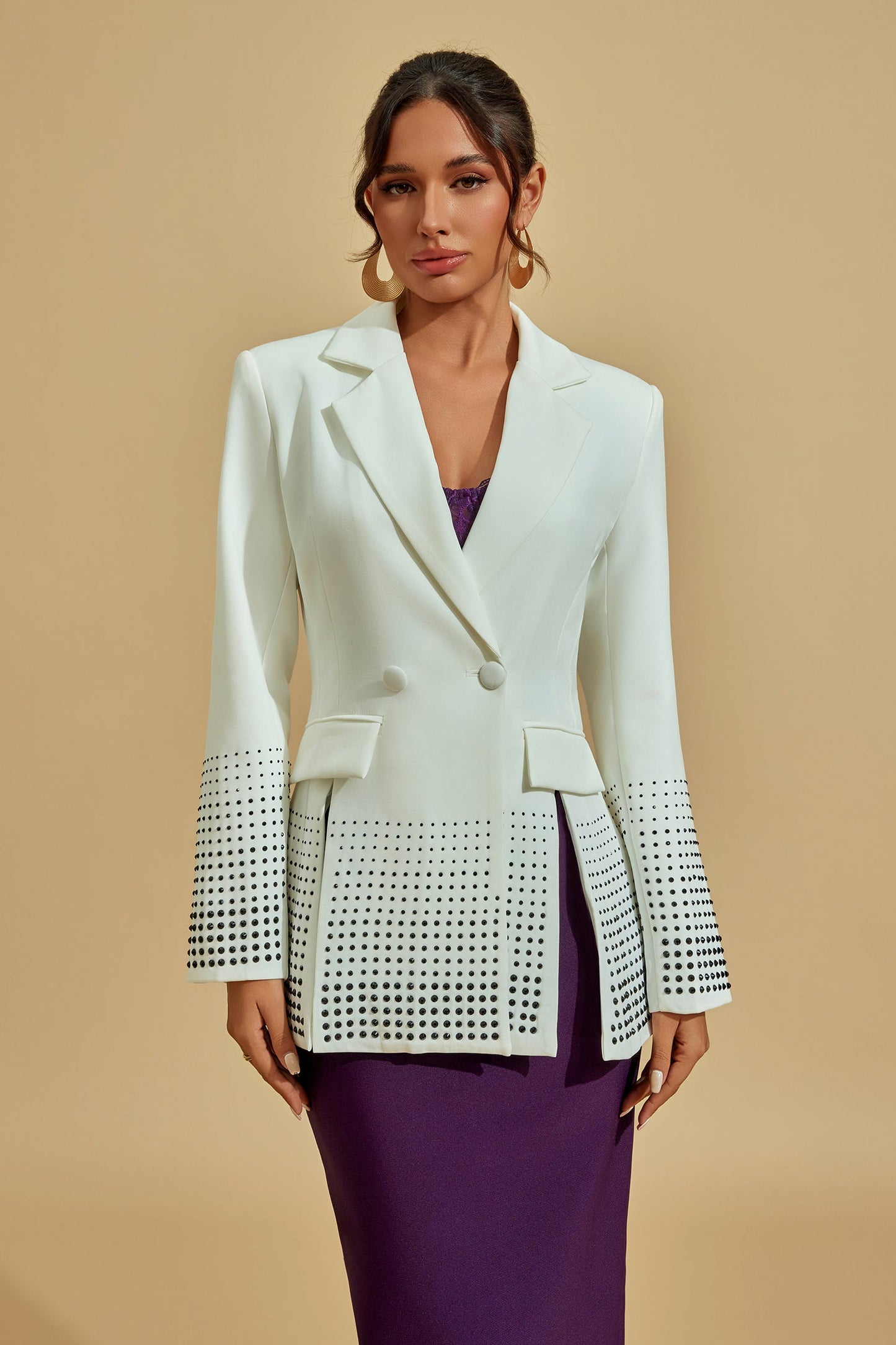 Ivy White Embellished Blazer