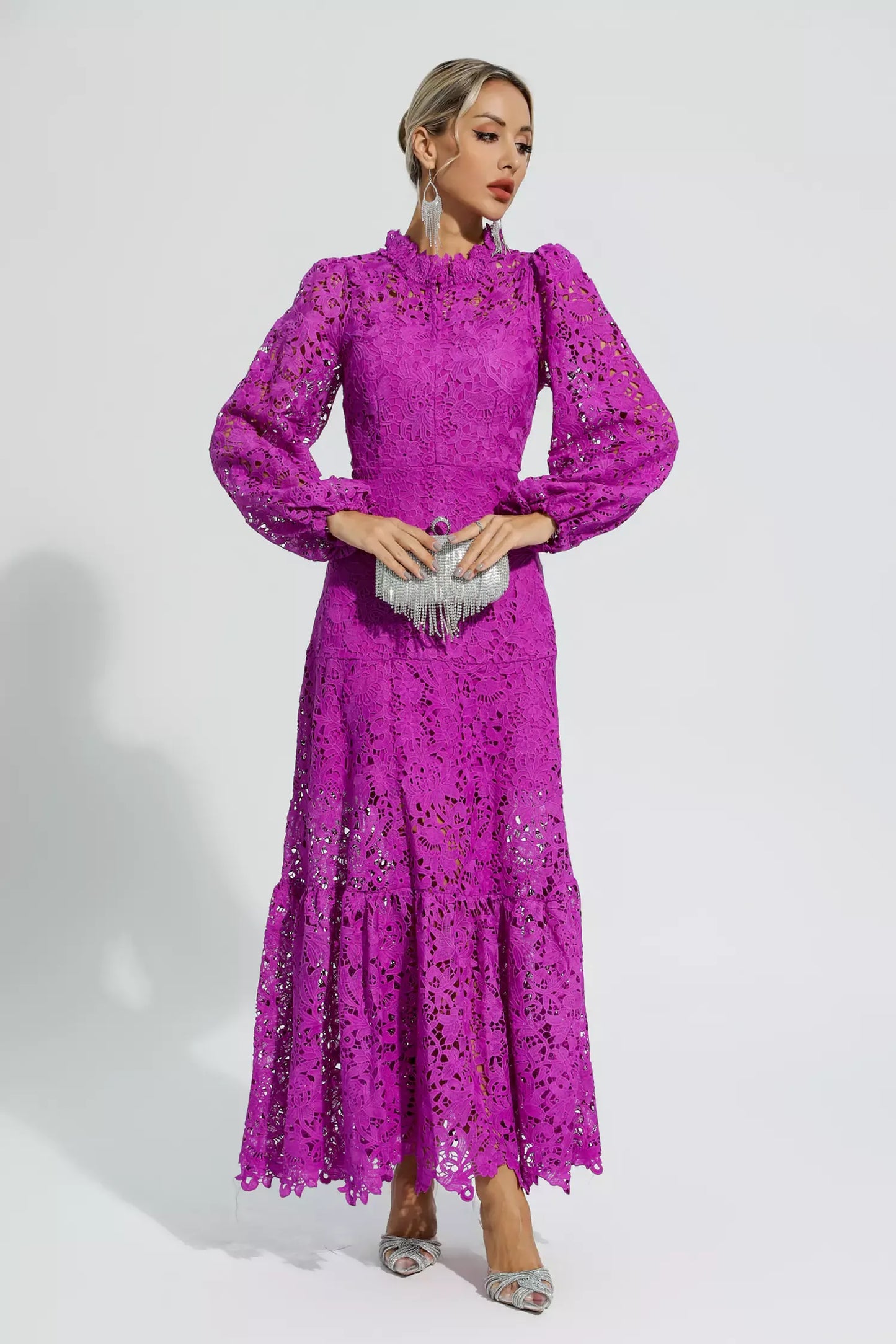 Julieta Purple Cut Out Long Sleeve Maxi Dress