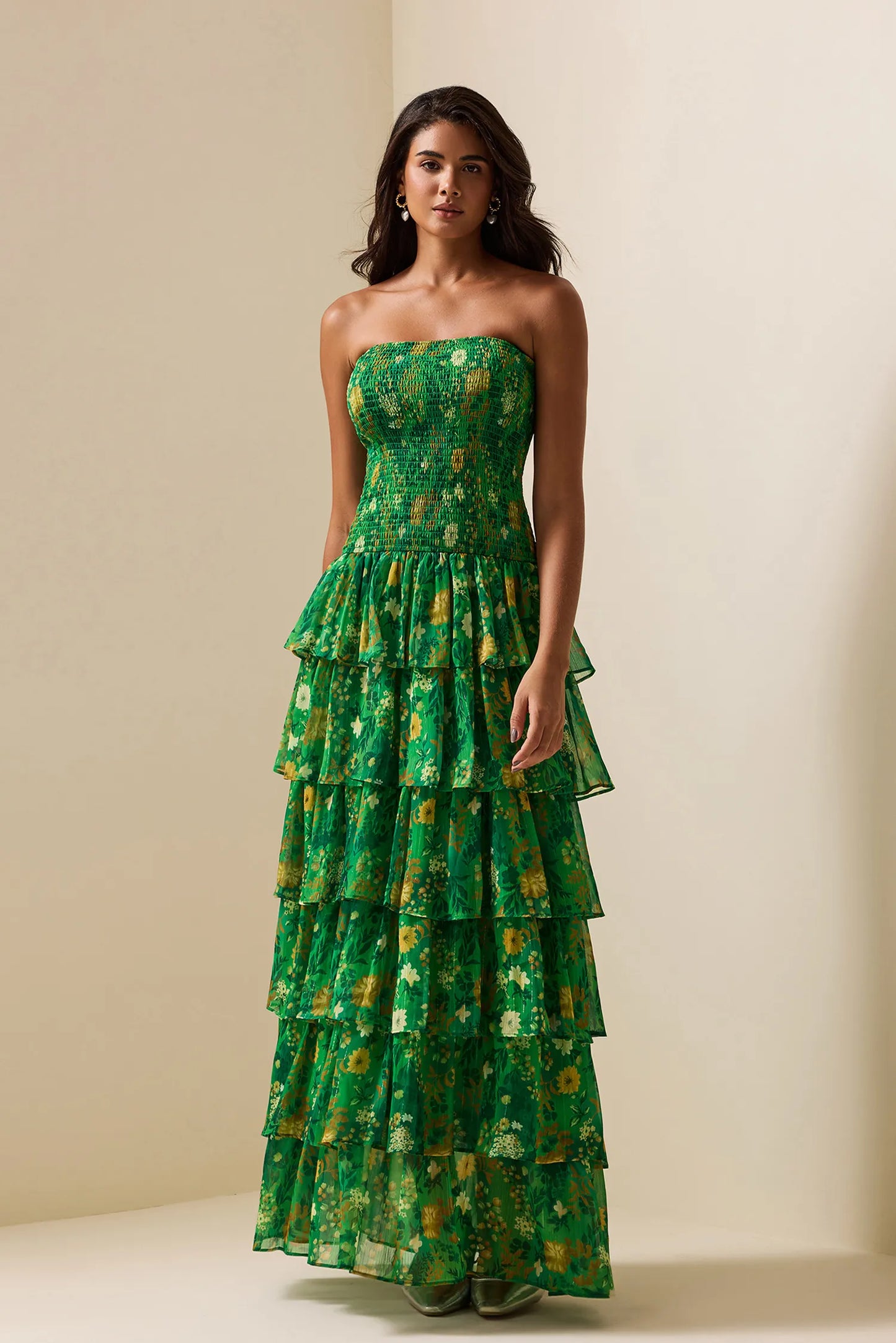 Rebecca Strapless Tiered Maxi Dress