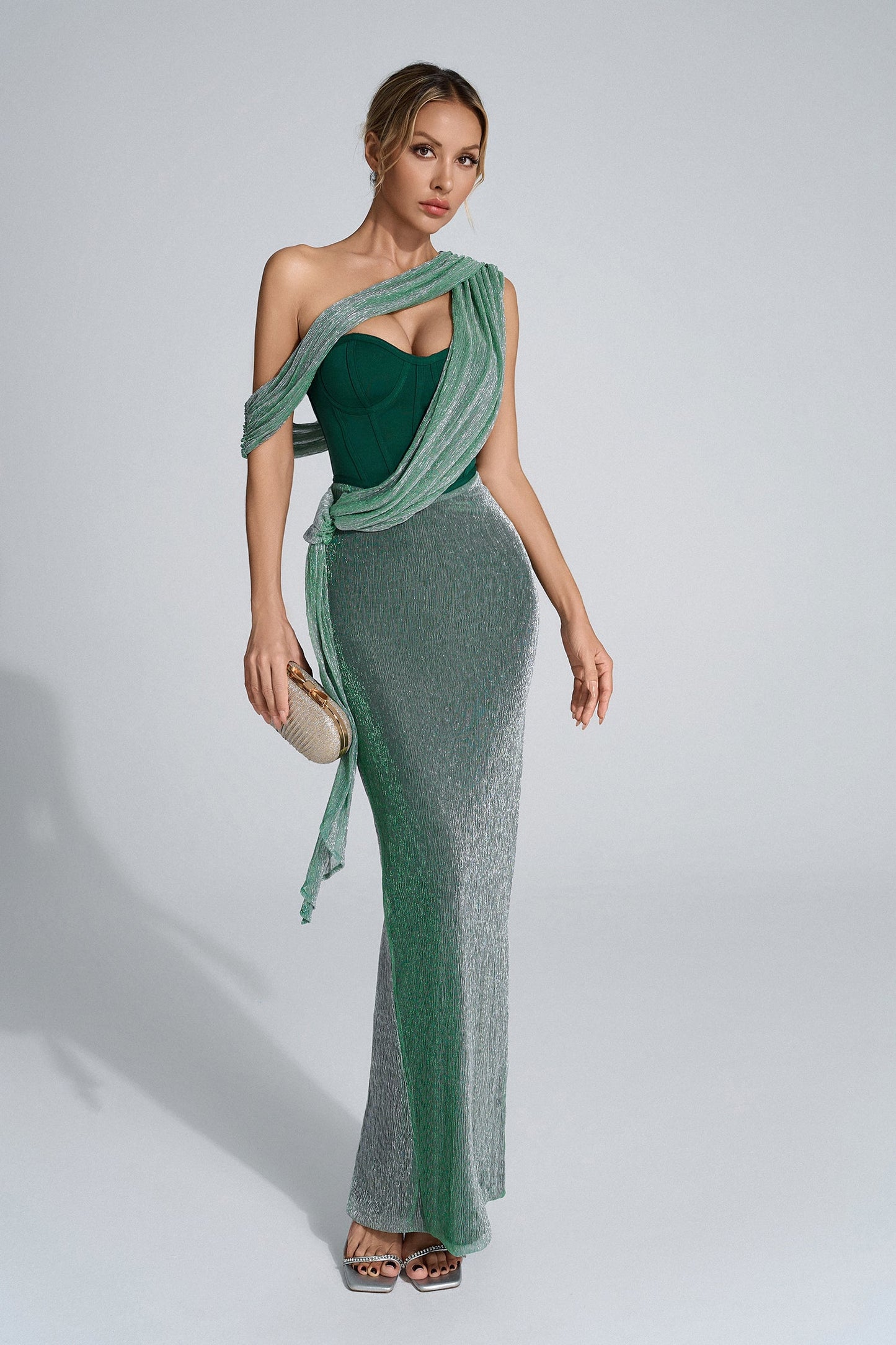 Emerald Green Halter Strap Maxi Dress