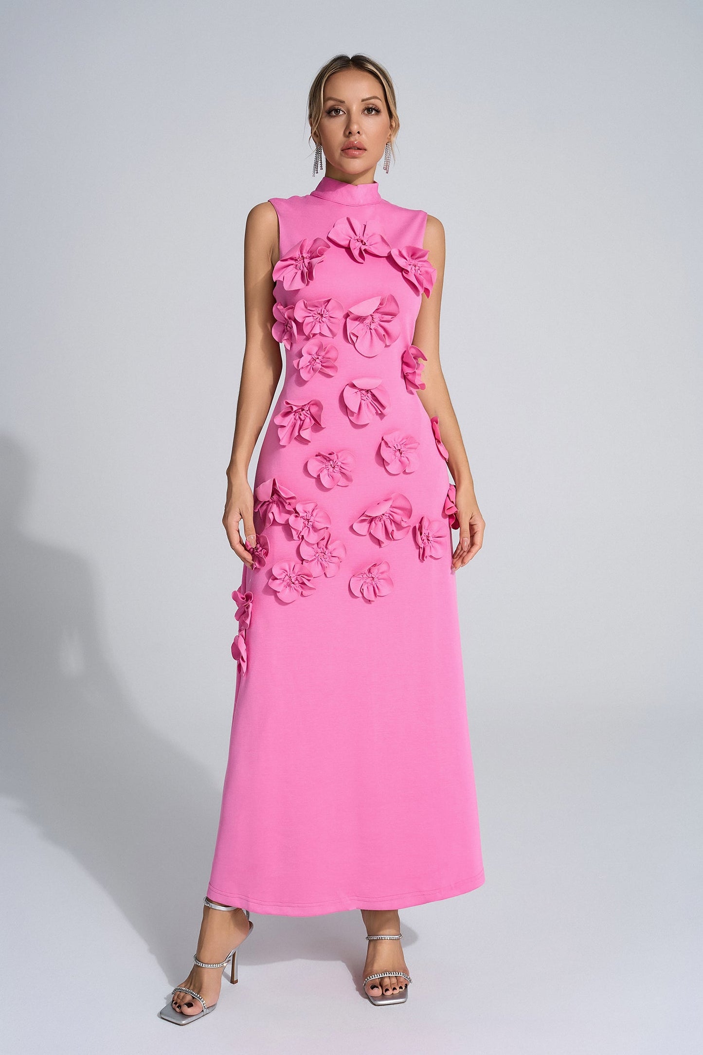 Mafali Bow-Tie Faux-Flower Embellished Maxi Dress