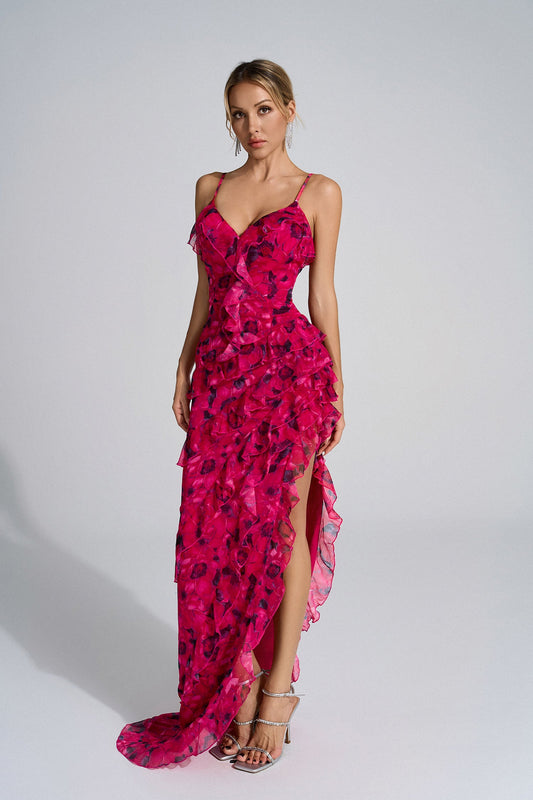 Luna Floral Strappy Slit Maxi Dress