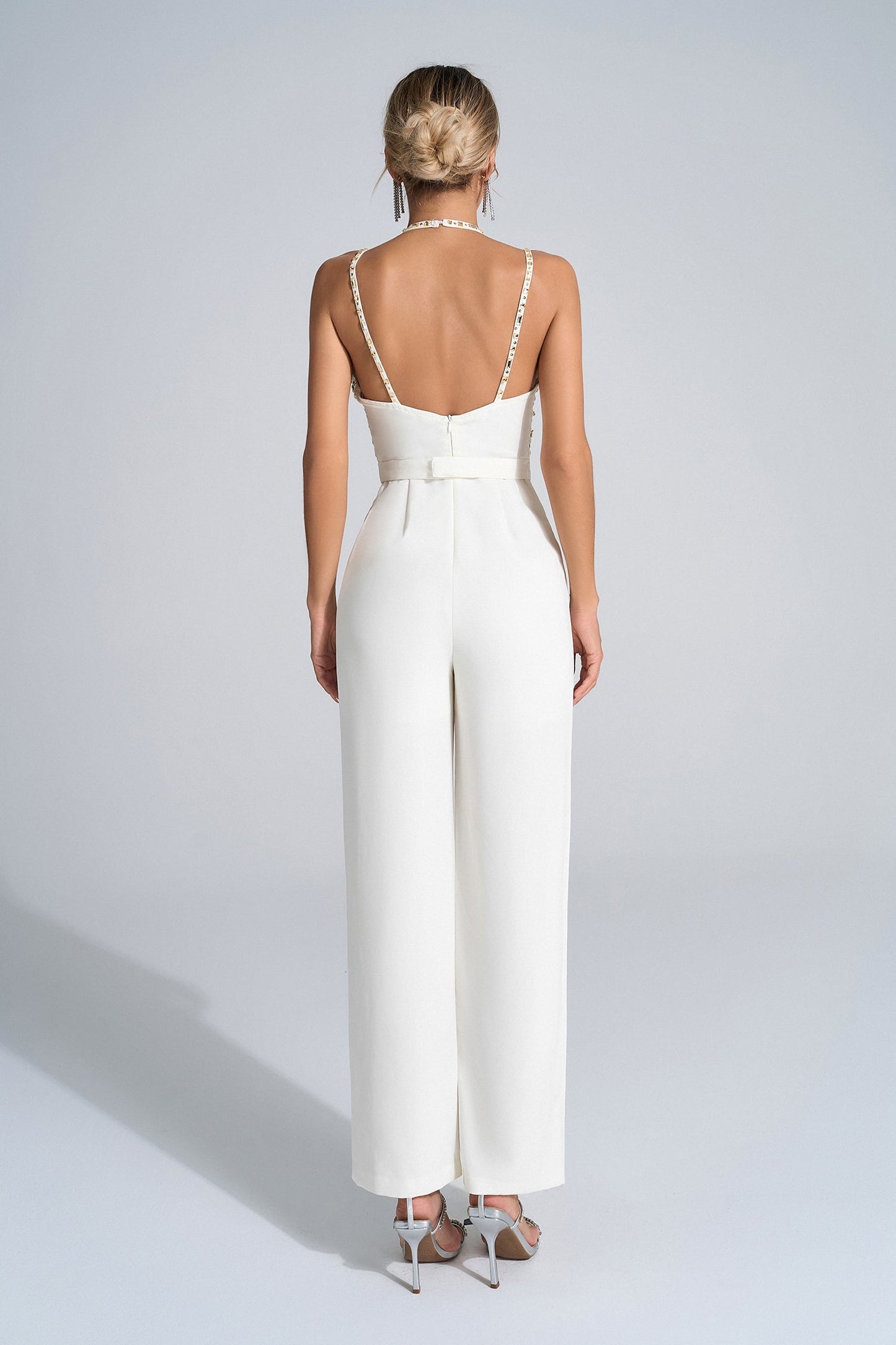 Matilda White Sequin Embellished Jumpsuit