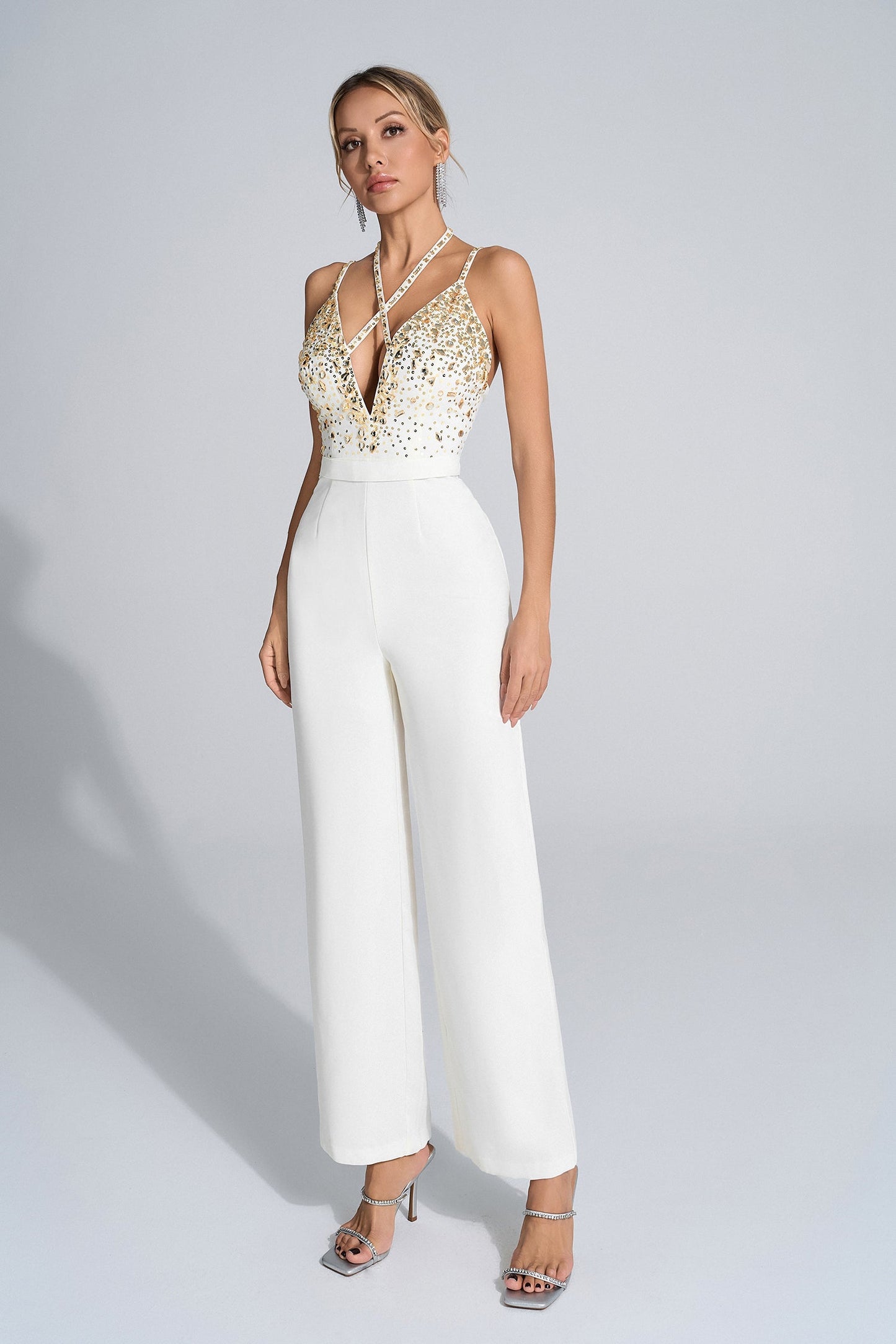 Matilda White Sequin Embellished Jumpsuit