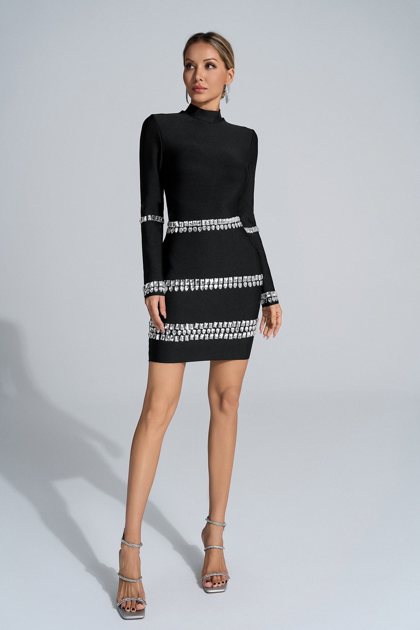 Elva Black Diamond Long Sleeve Mini Skirt