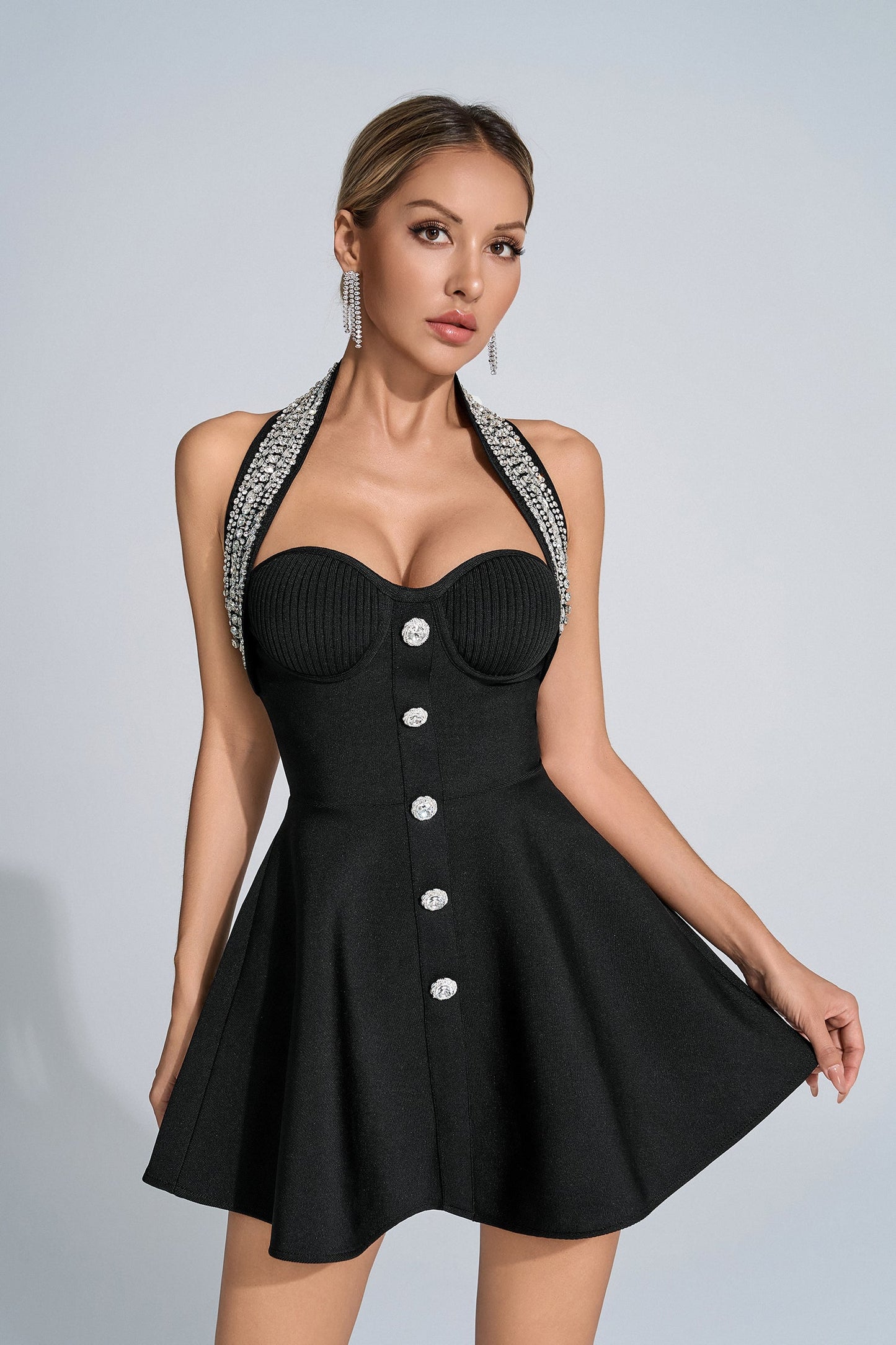 Madeline  Black Diamond Mini Dress