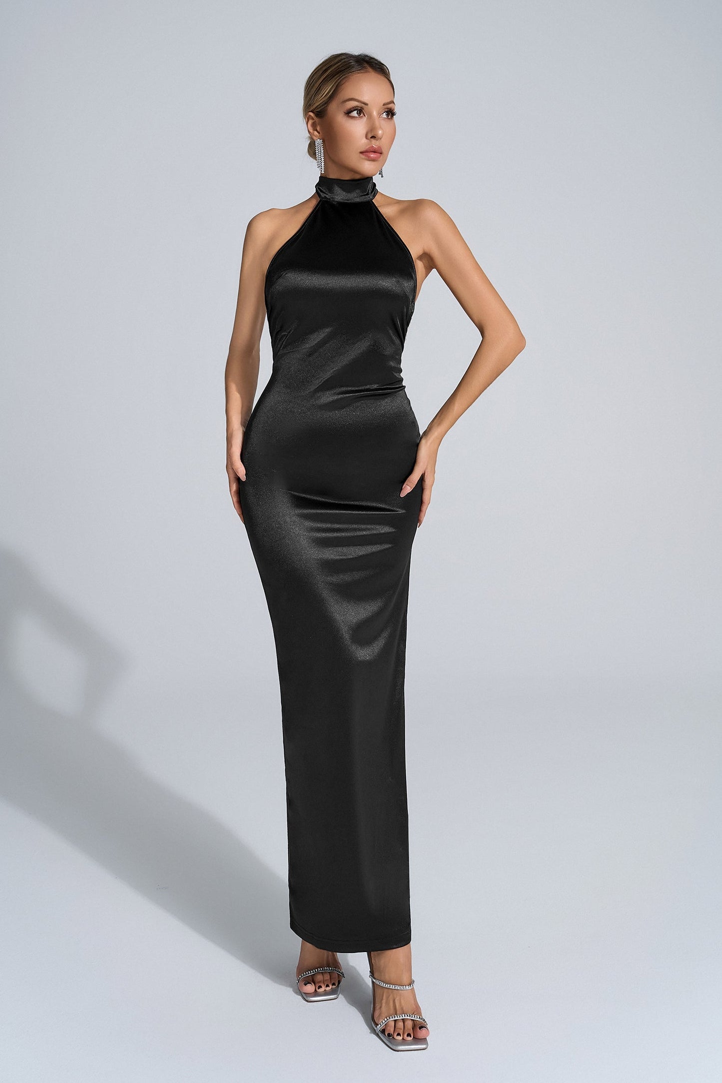 Kevin Halter Neck Satin Maxi dress