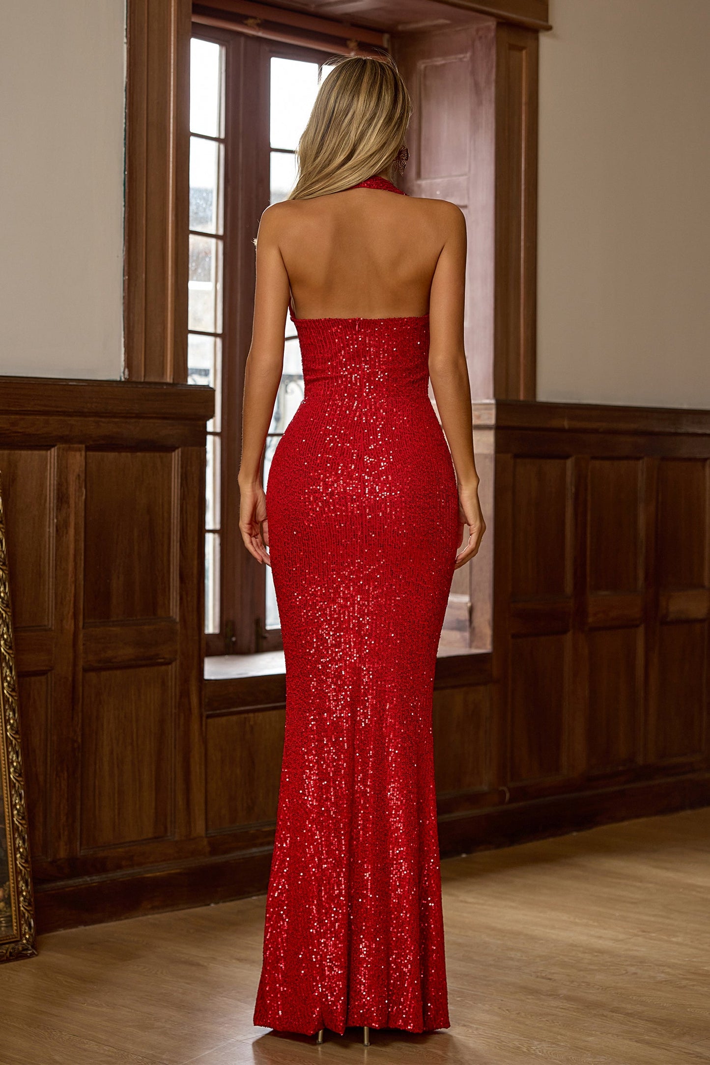 Polly Red Sequin Maxi Dress