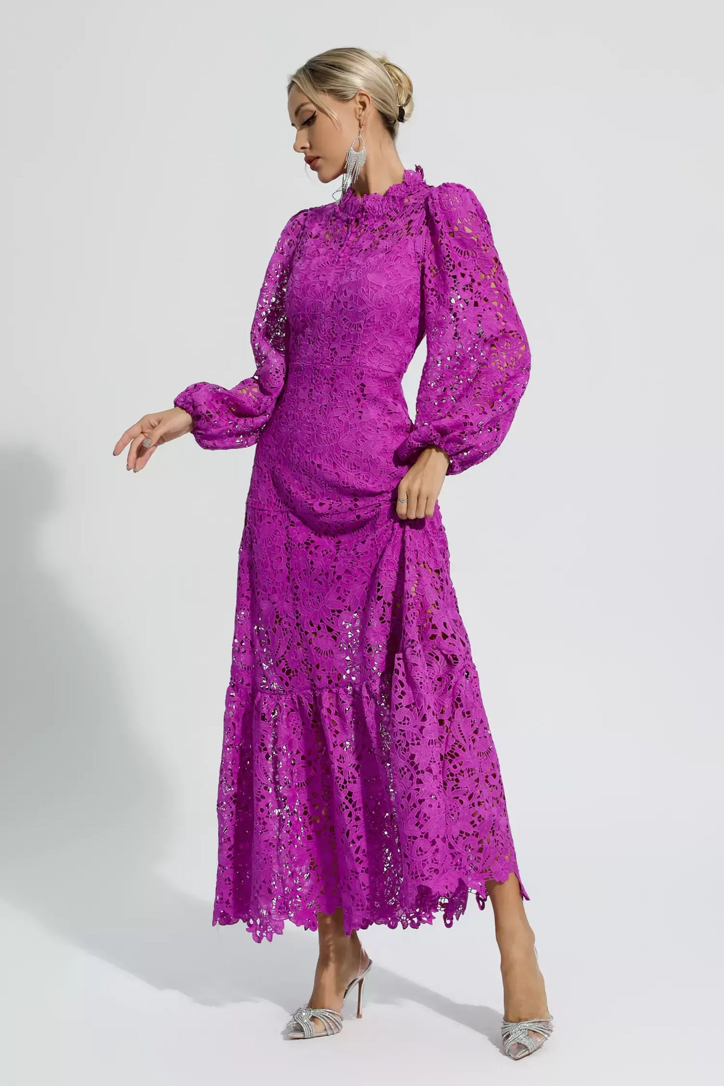 Julieta Purple Cut Out Long Sleeve Maxi Dress