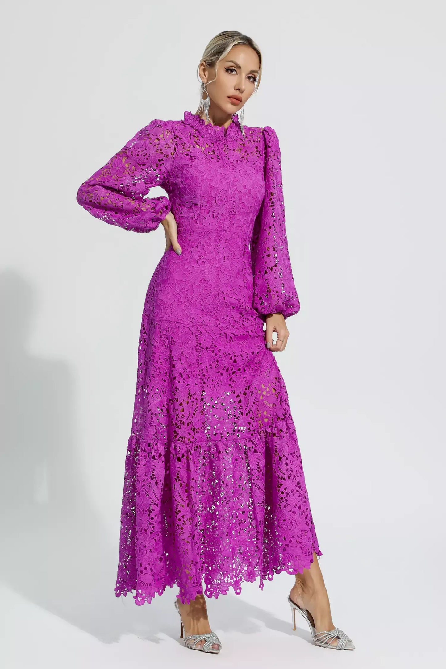 Julieta Purple Cut Out Long Sleeve Maxi Dress