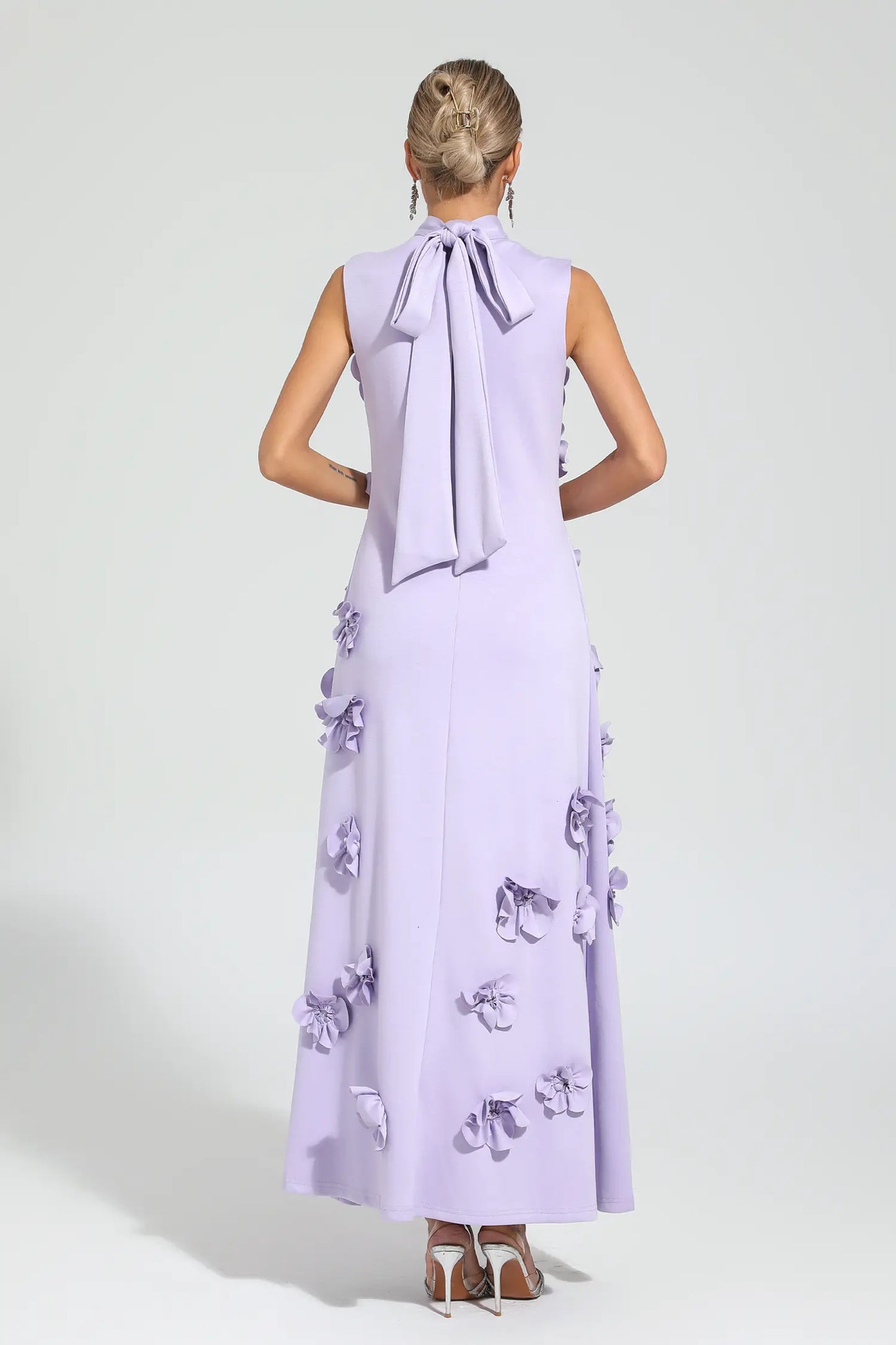 Liora Purple Rose Flower Maxi Dress