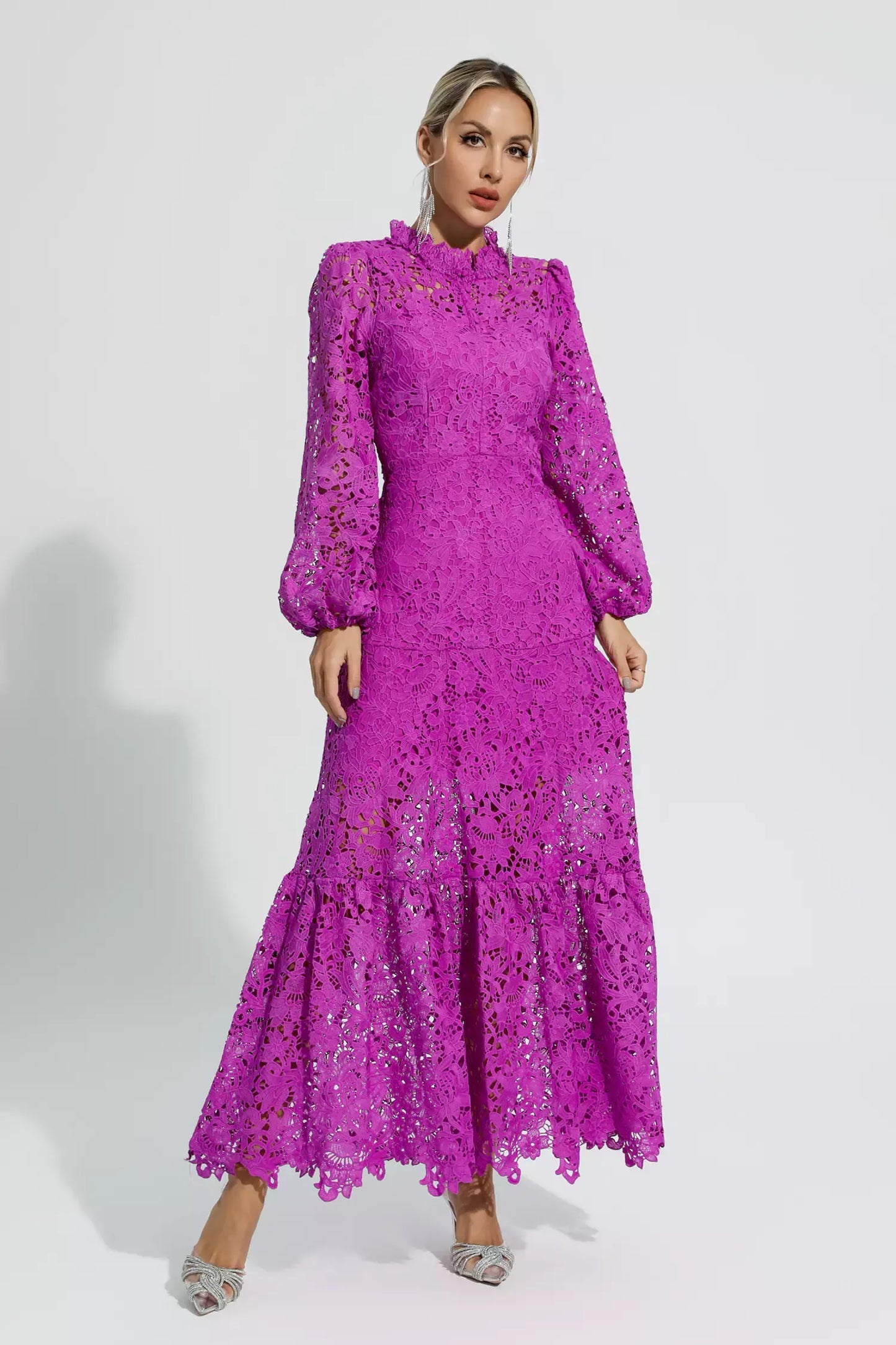 Julieta Purple Cut Out Long Sleeve Maxi Dress