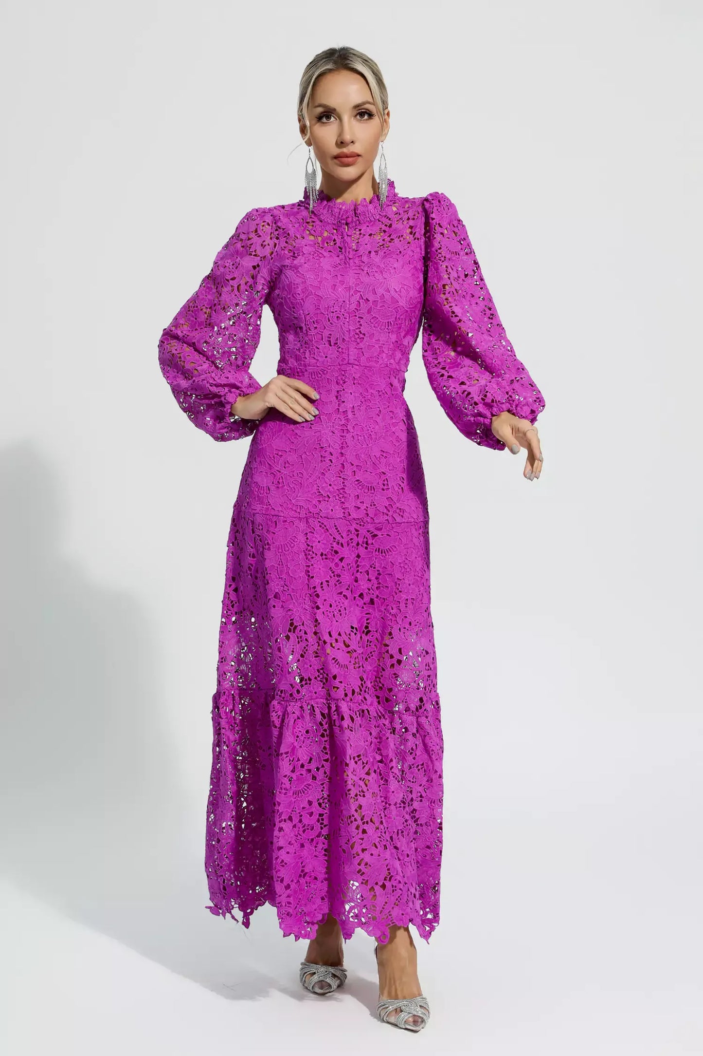 Julieta Purple Cut Out Long Sleeve Maxi Dress