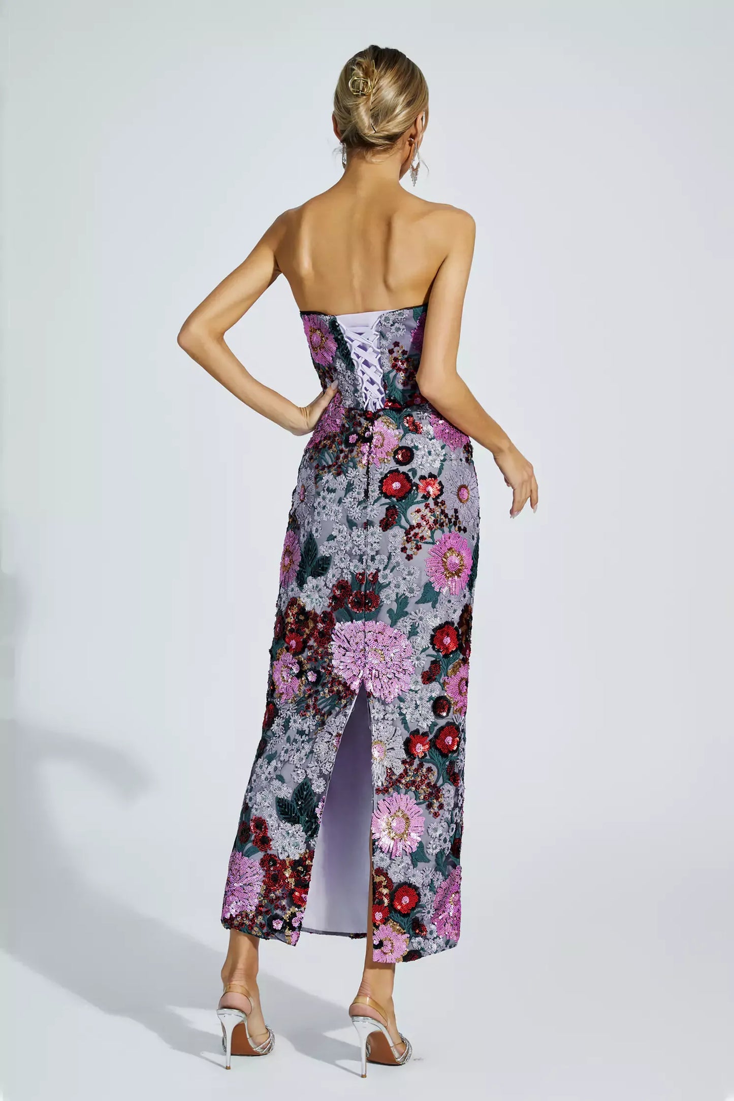 Amelie Purple Flower Embellishment Maxi Dress