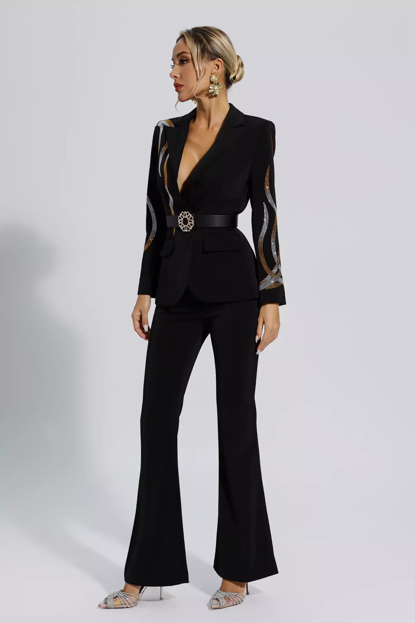 Analia Black Diamond Sequin Blazer Set