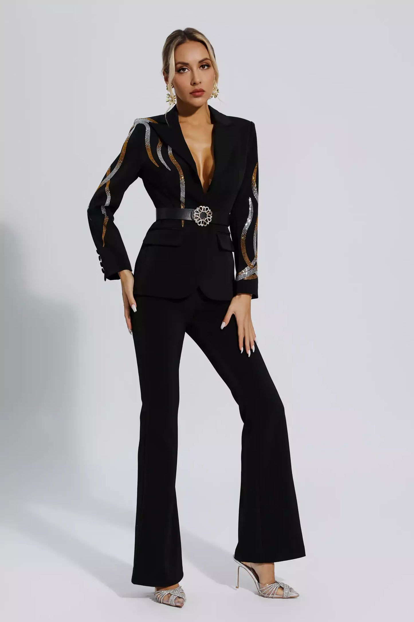 Analia Black Diamond Sequin Blazer Set