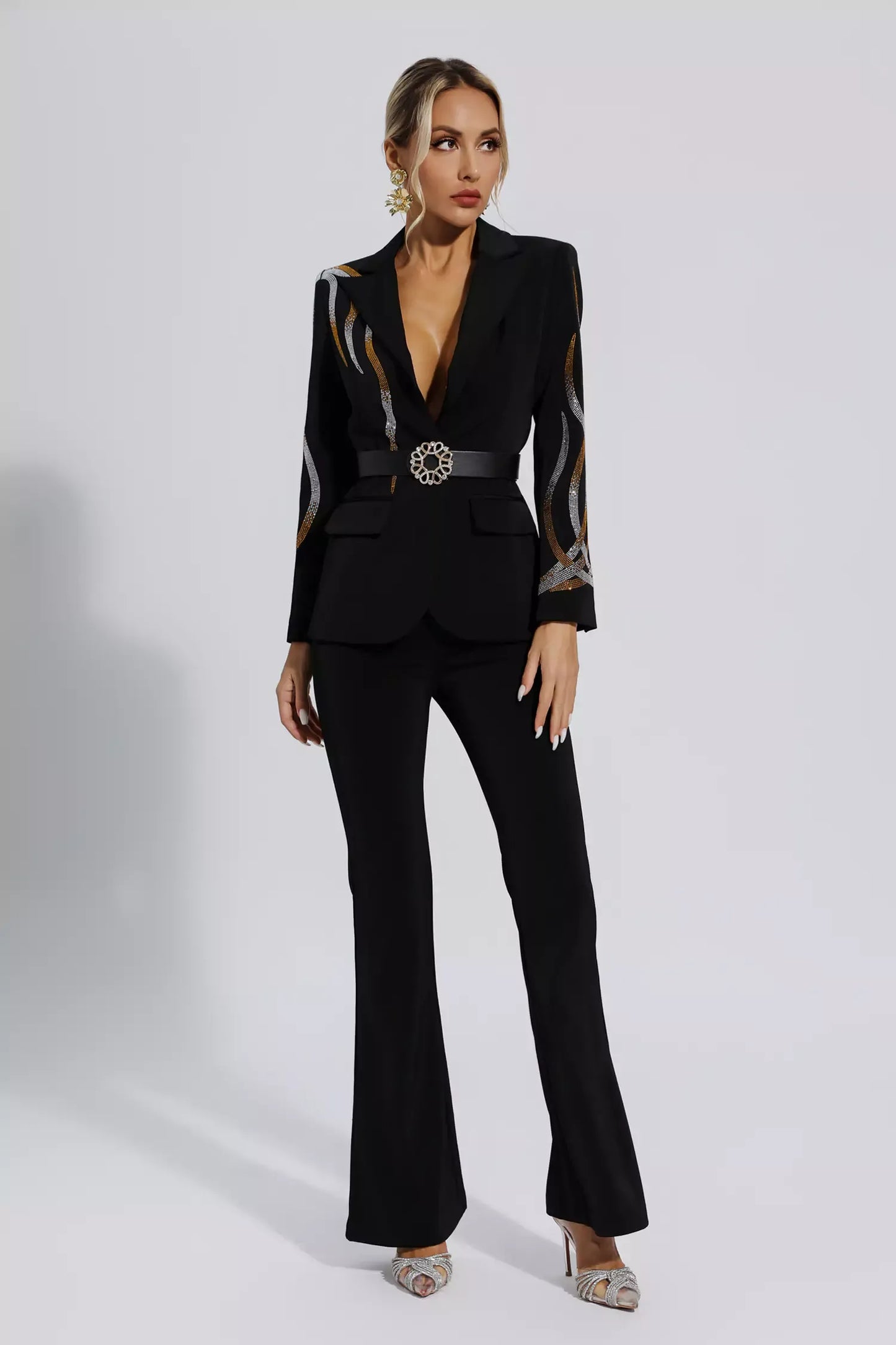 Analia Black Diamond Sequin Blazer Set