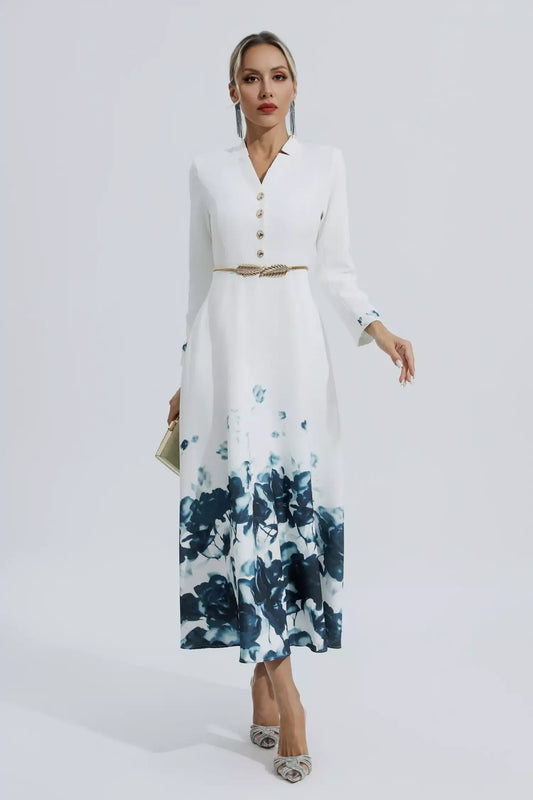 Angie White Printed Floral Maxi Dress