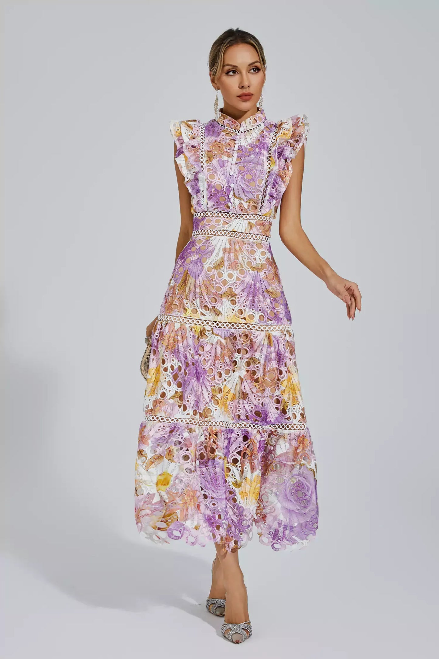 Ayleen Purple Hollow Sleeveless Maxi Dress