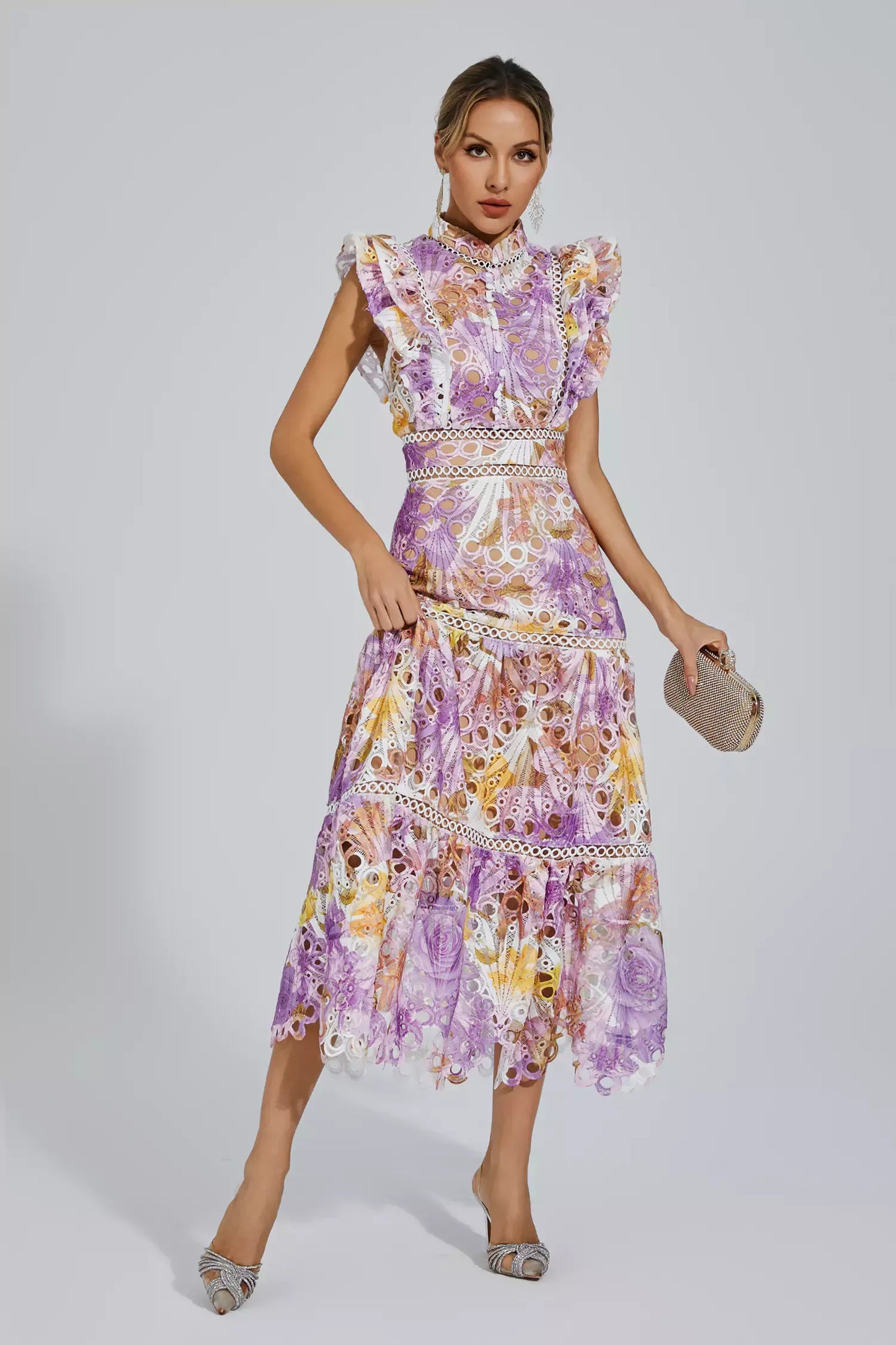 Ayleen Purple Hollow Sleeveless Maxi Dress