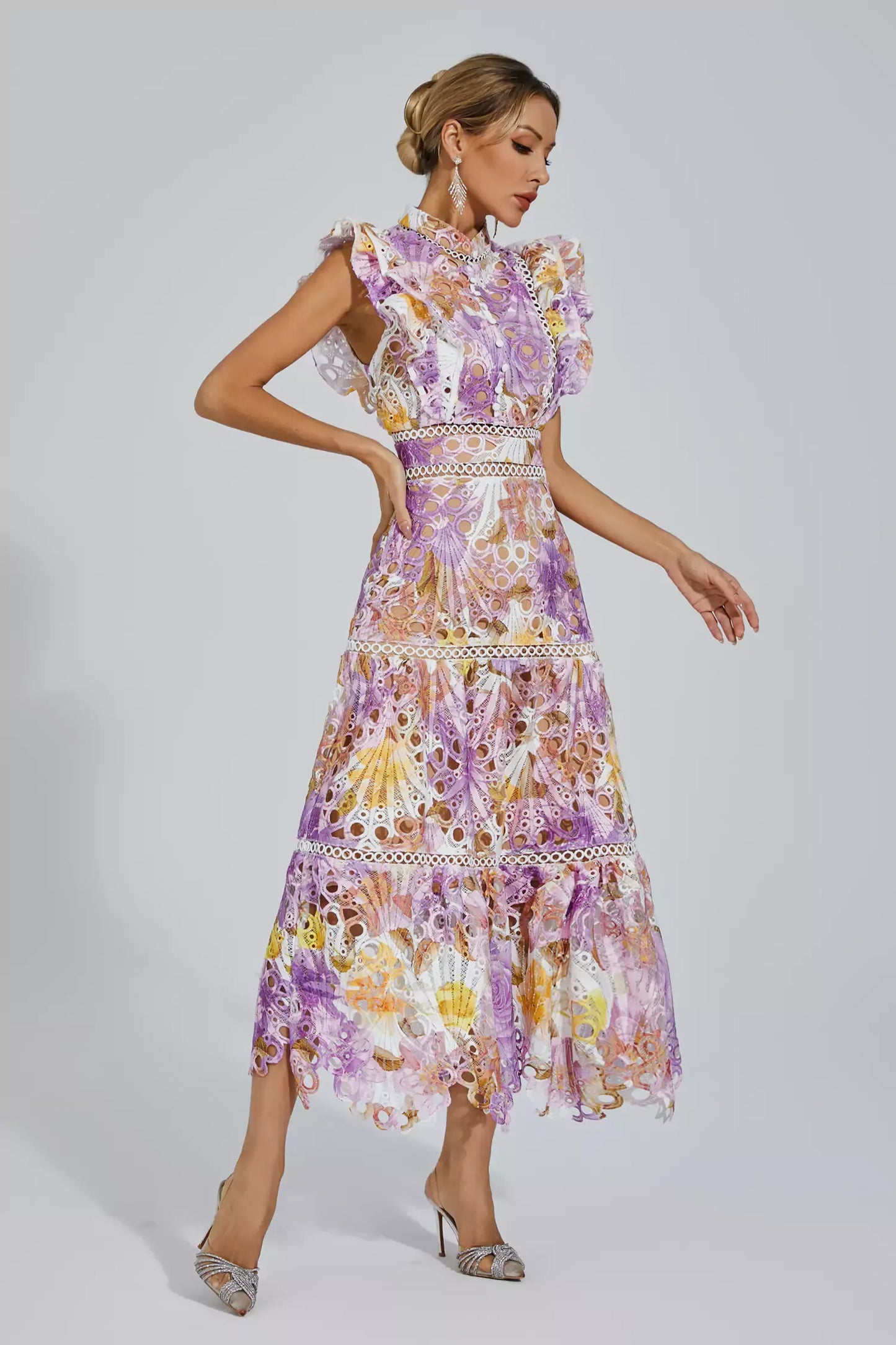 Ayleen Purple Hollow Sleeveless Maxi Dress