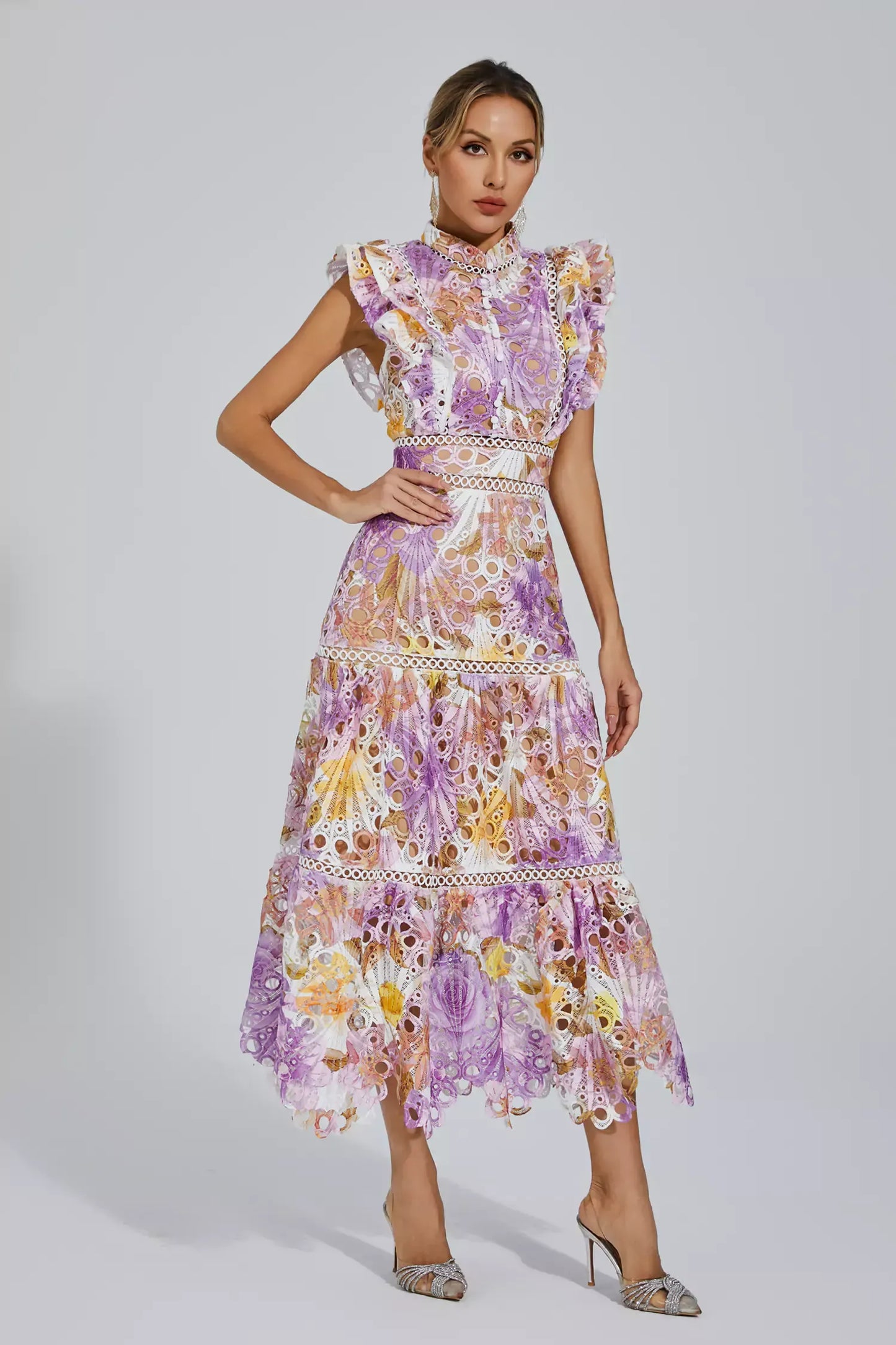 Ayleen Purple Hollow Sleeveless Maxi Dress