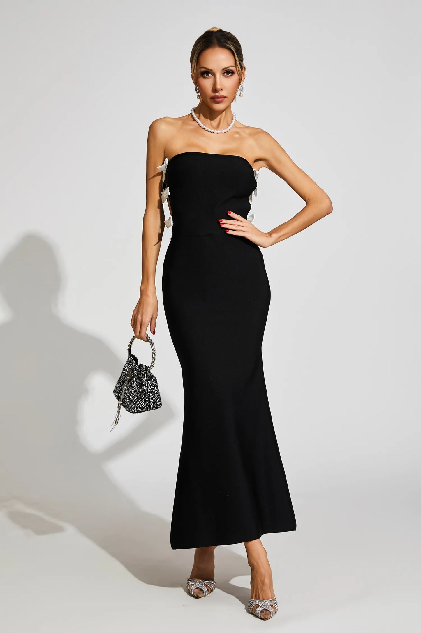 Valeska Black Bow Tie Bandage Maxi Dress