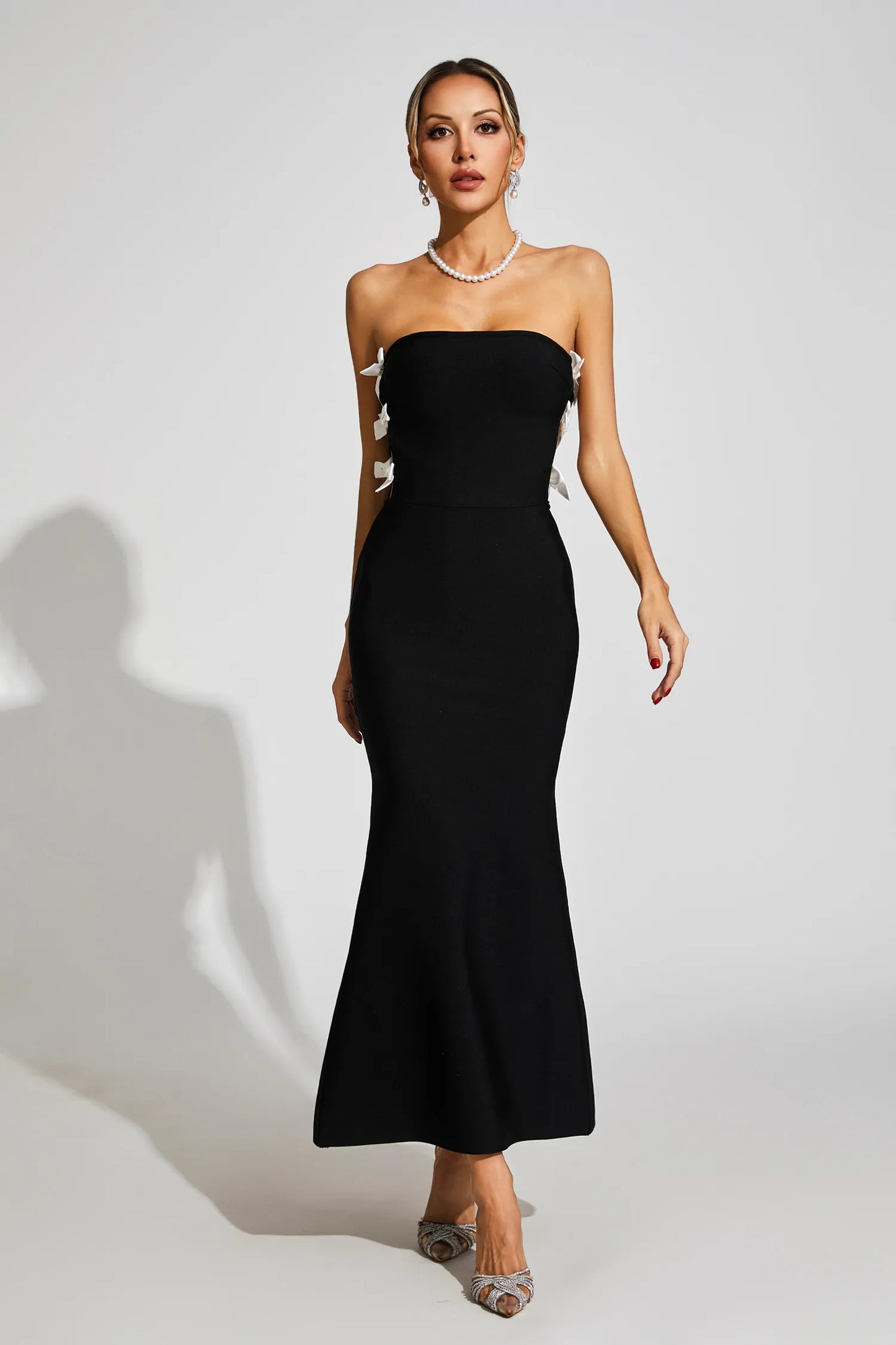 Valeska Black Bow Tie Bandage Maxi Dress