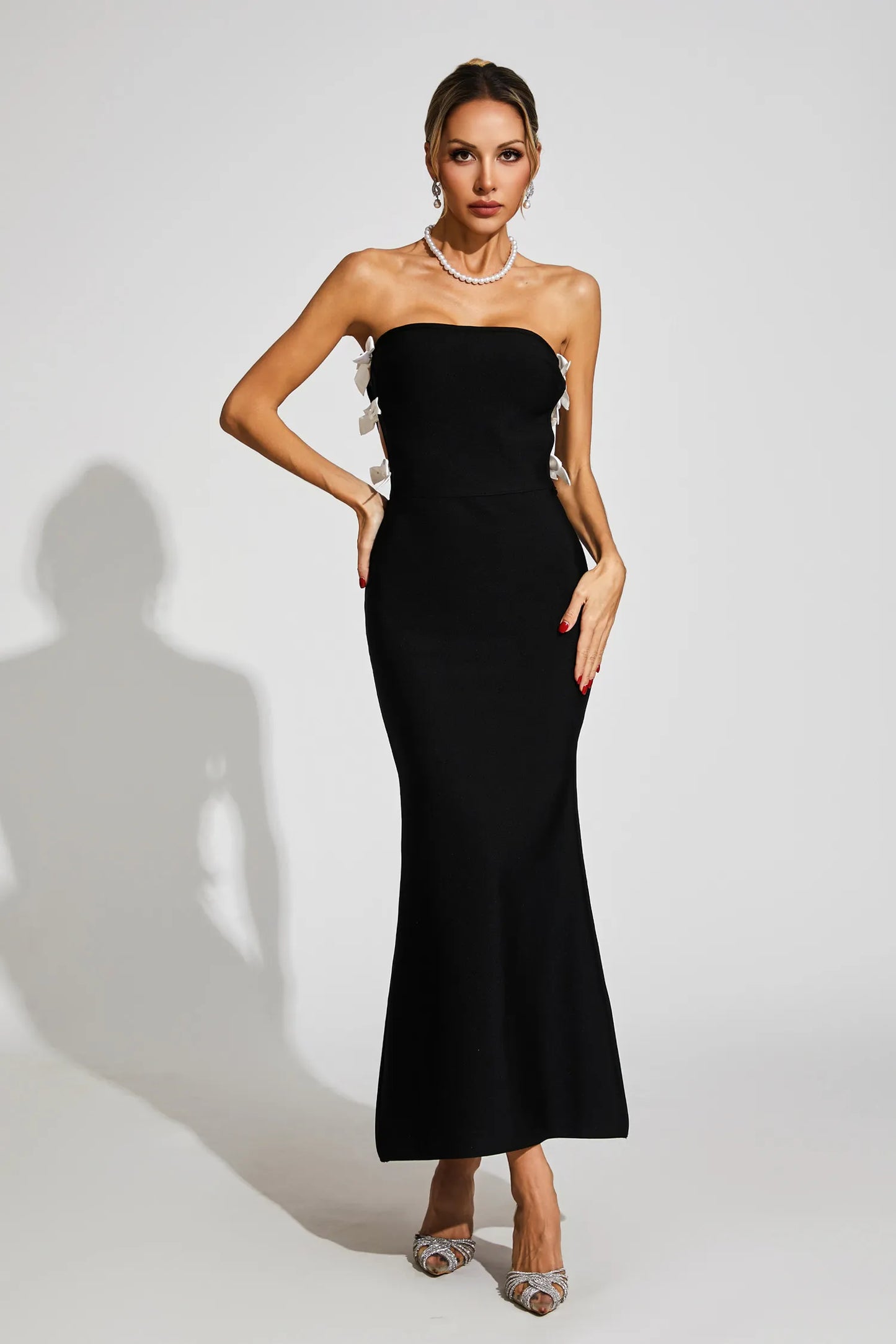 Valeska Black Bow Tie Bandage Maxi Dress