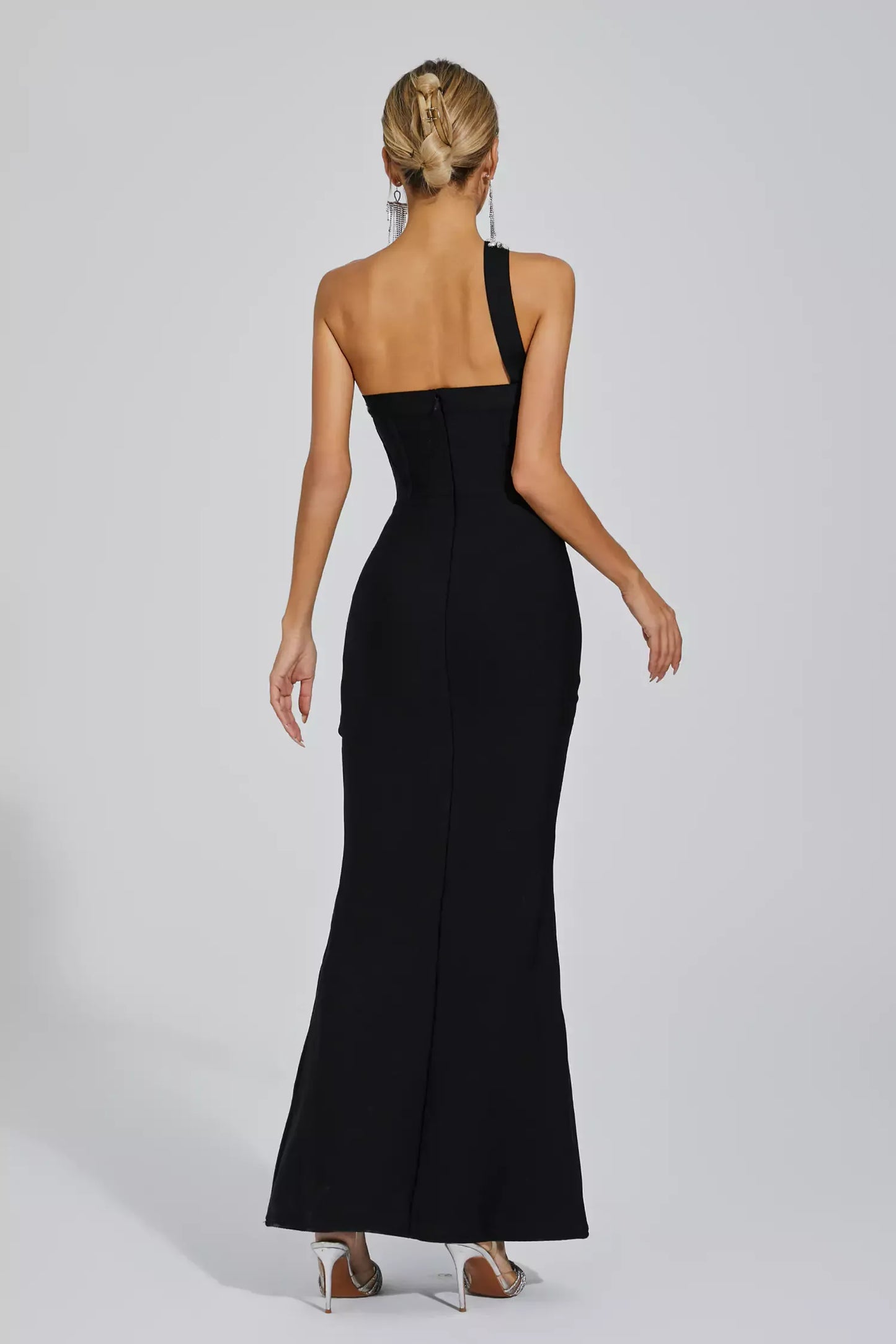 Billie Black One-shoulder Bandage Maxi Dress