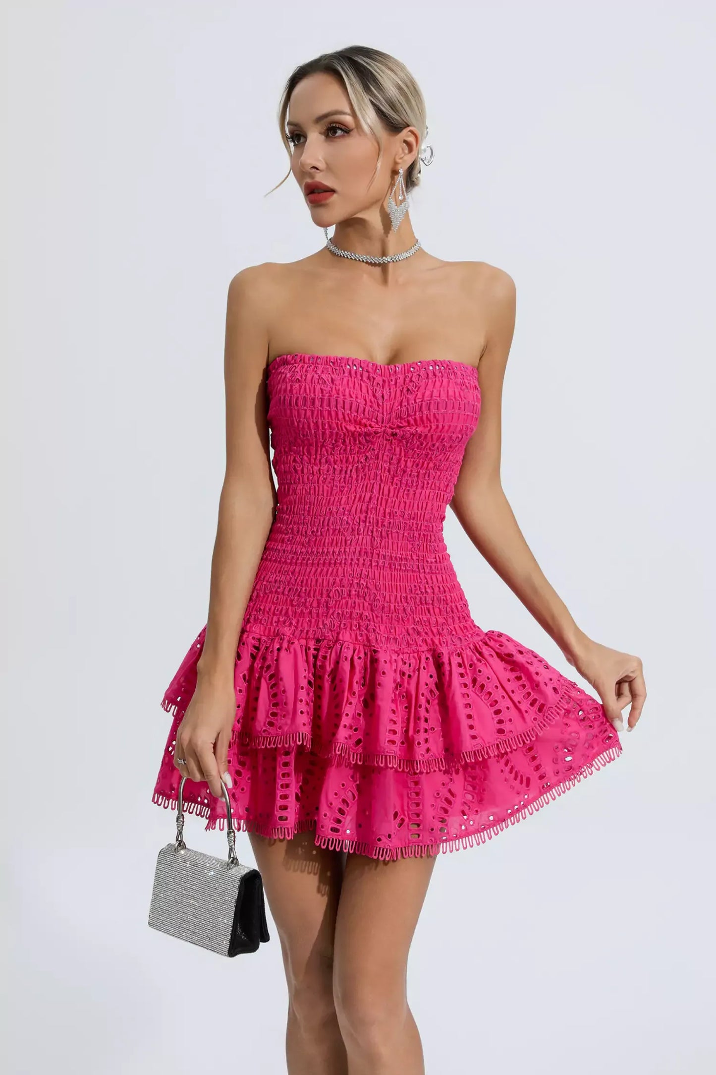 Bridget Pink Ruffle Mini Dress