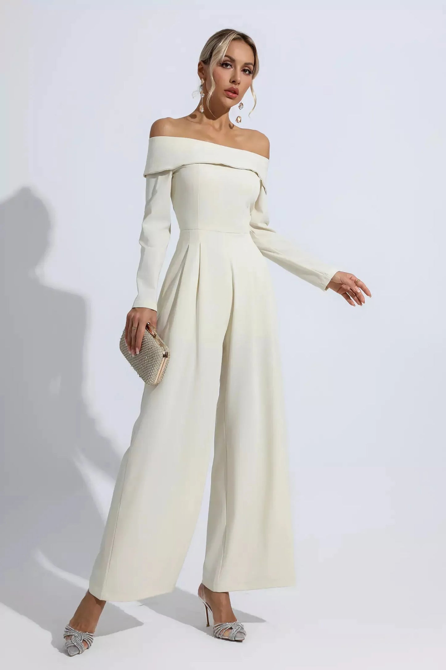 Cassidy Apricot Off Shoulder Drape Jumpsuit