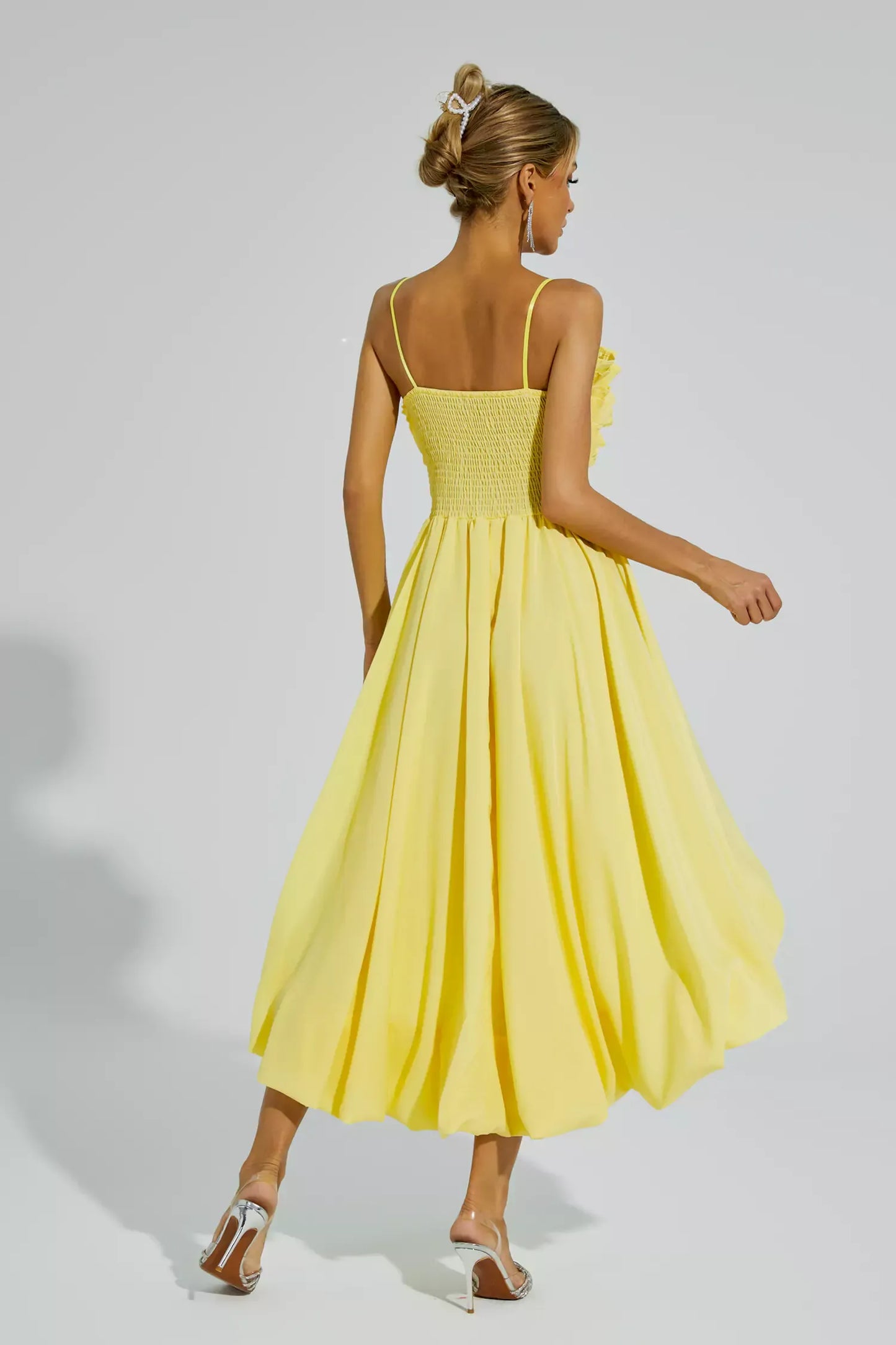 Chaplin Yellow Irregular Hem Midi Dress