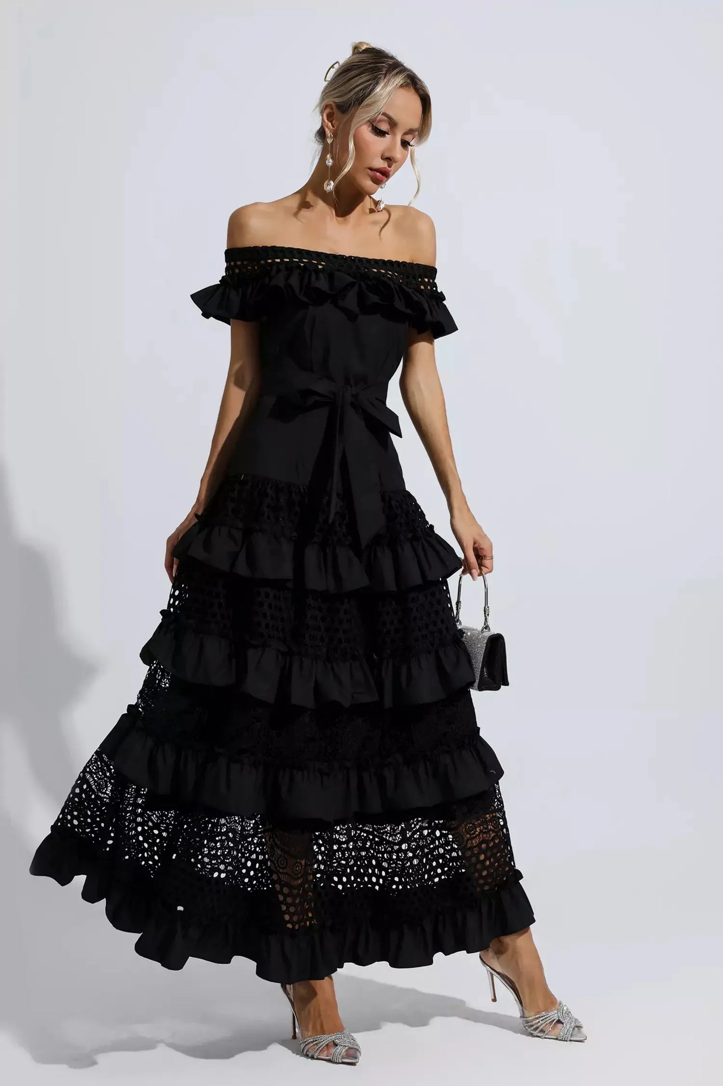 Colette Black Lace Cutout Maxi Dress