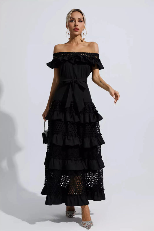 Colette Black Lace Cutout Maxi Dress