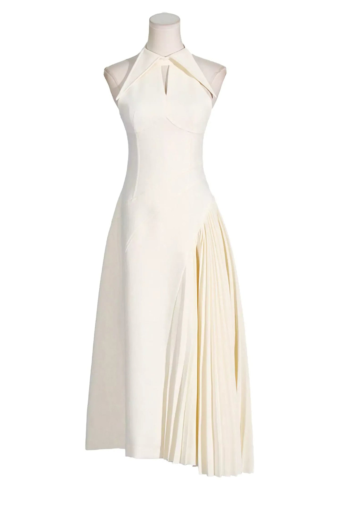 Cream Ruffled Sleeveless Maxi Dress