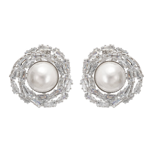 Emmelina crystal-embellished faux-pearl earrings