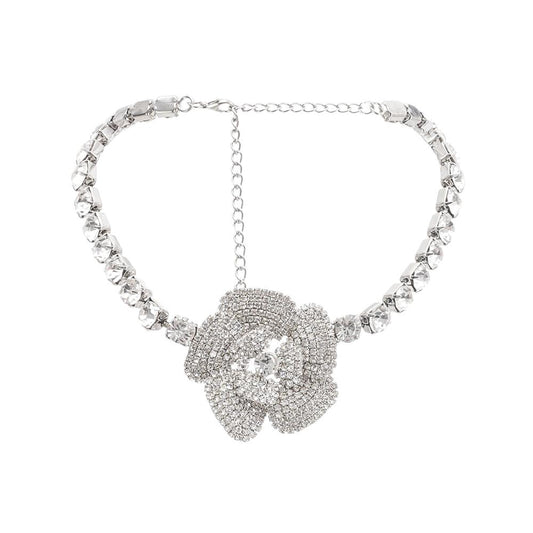 Aimée crystal-embellished faux-flower necklace